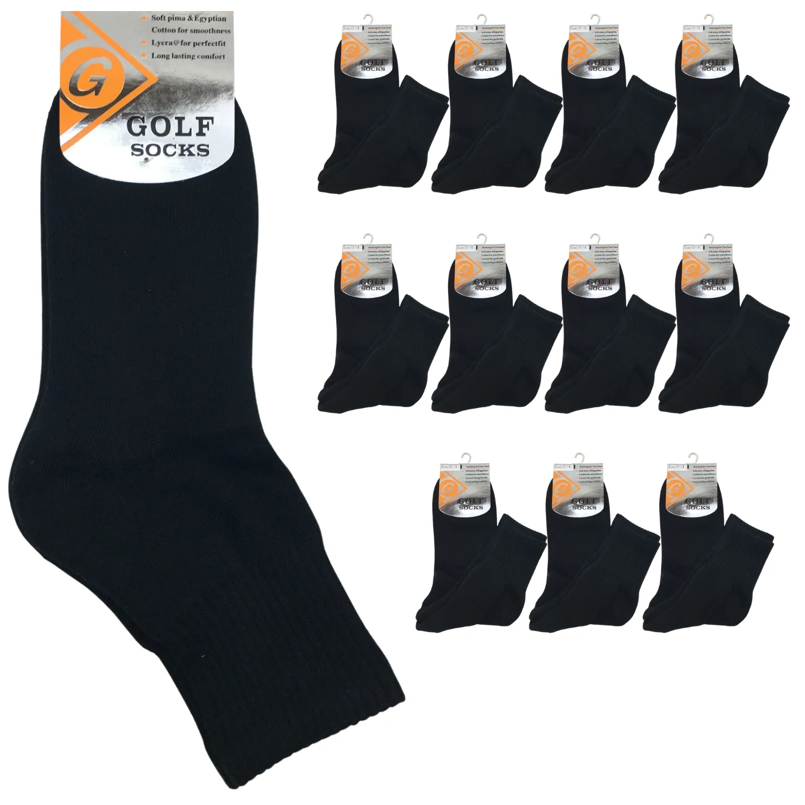 12 Pairs GOLF SOCKS Crew Quarter Plain Sports Cotton Casual Cushion Foot BULK
