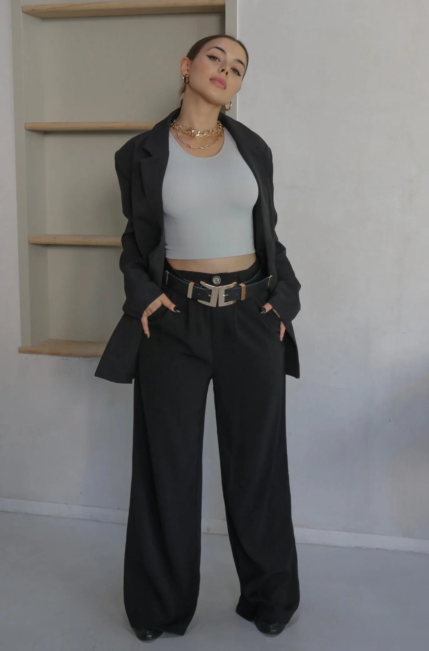 'Alexandre' Classic High Waisted Trousers in Black
