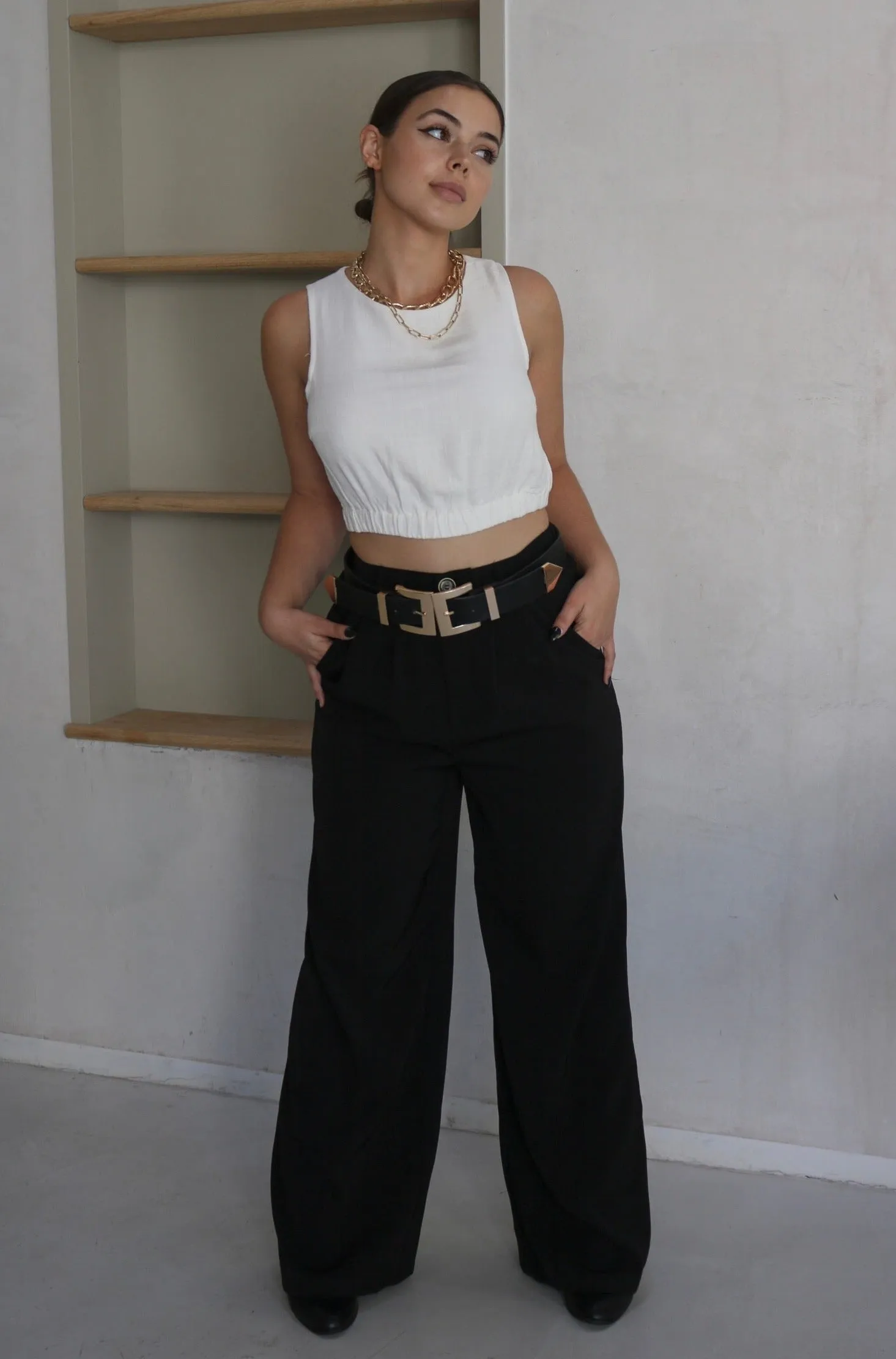 'Alexandre' Classic High Waisted Trousers in Black