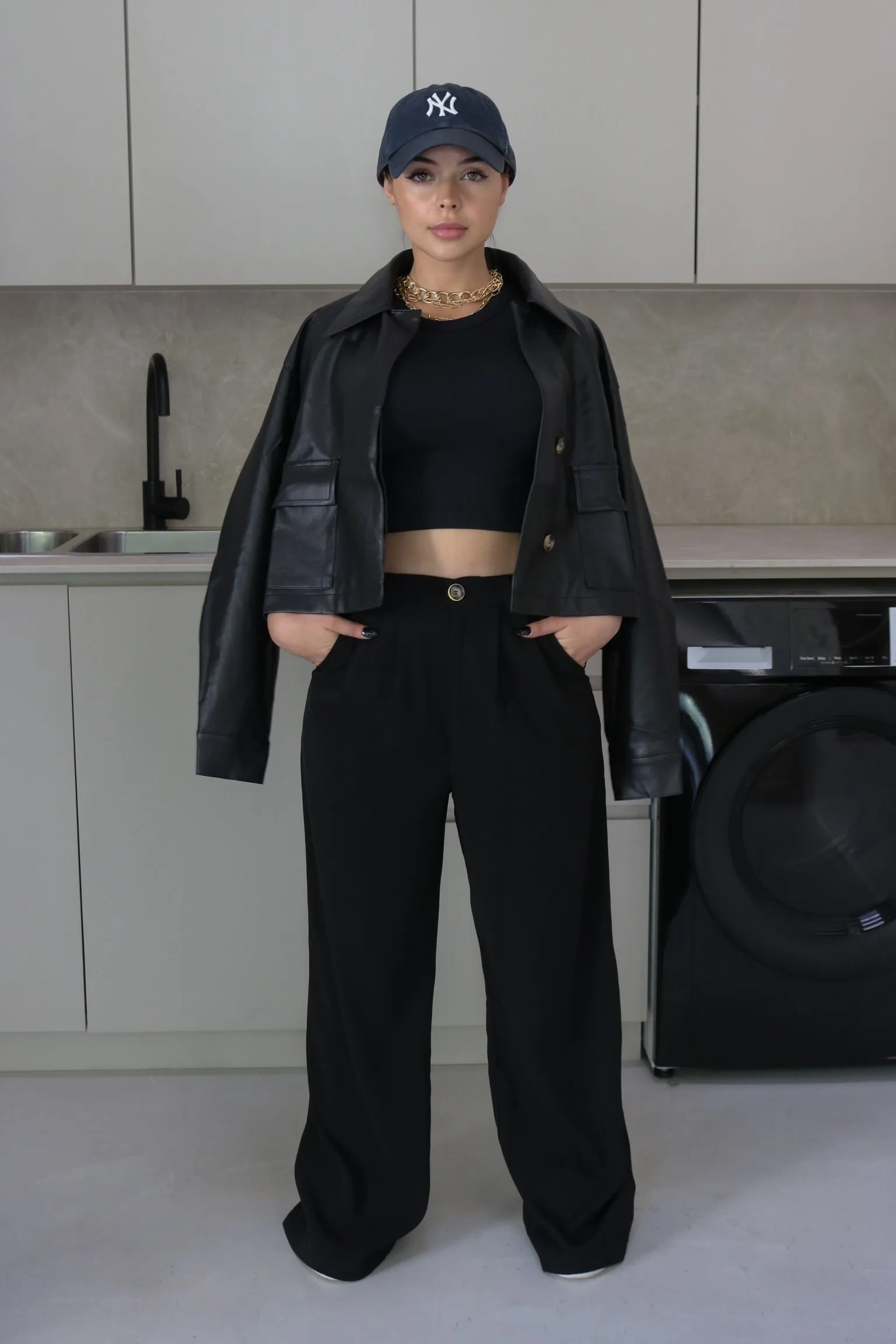 'Alexandre' Classic High Waisted Trousers in Black