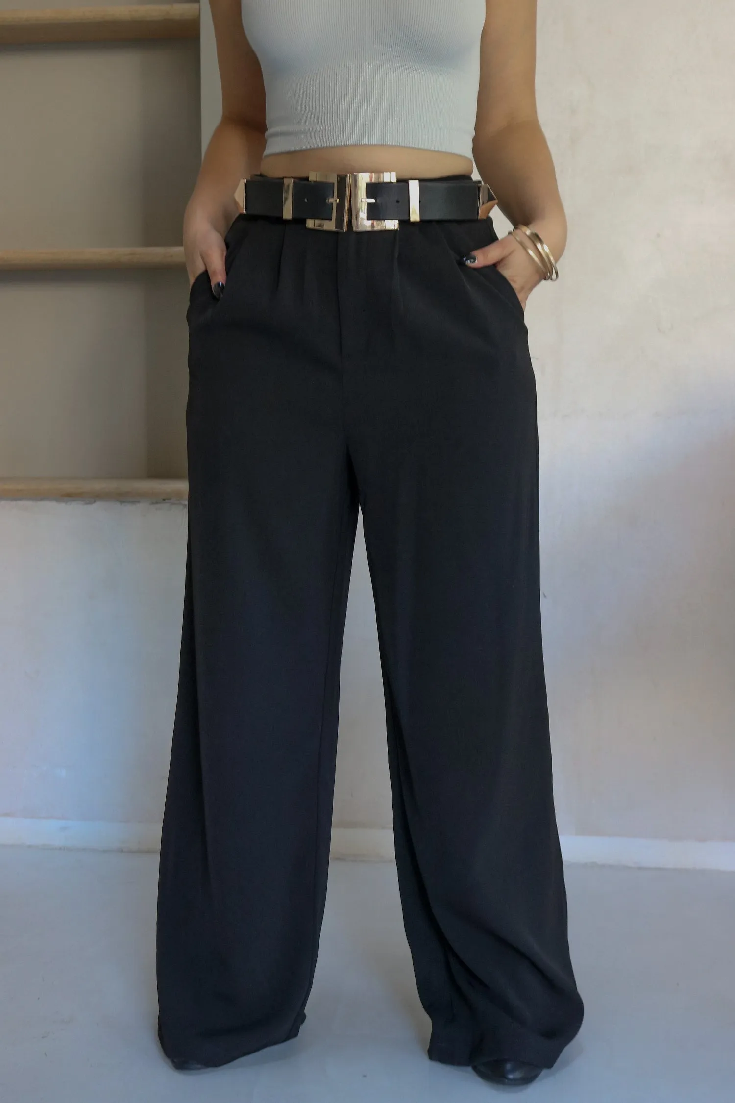 'Alexandre' Classic High Waisted Trousers in Black