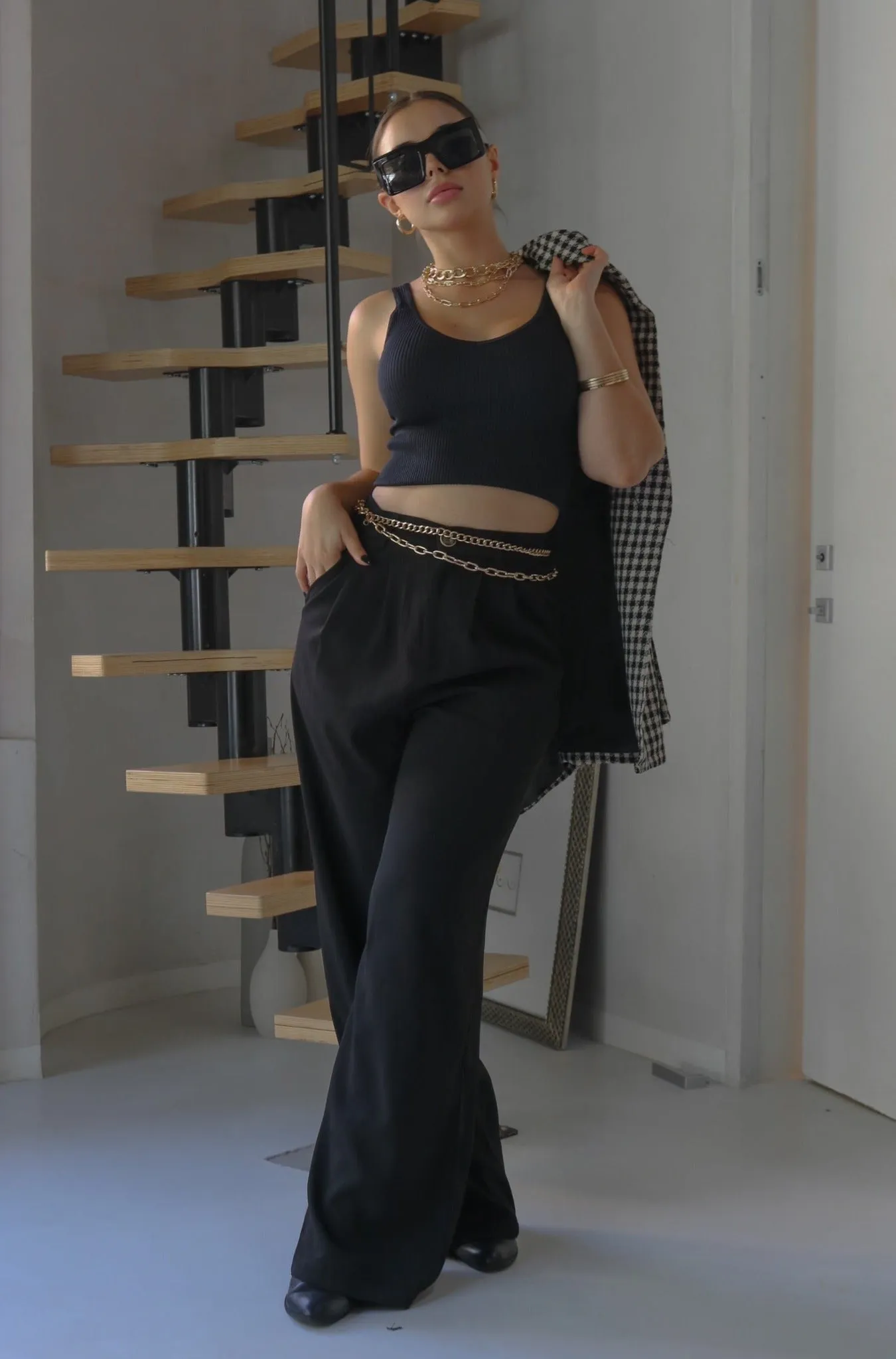'Alexandre' Classic High Waisted Trousers in Black