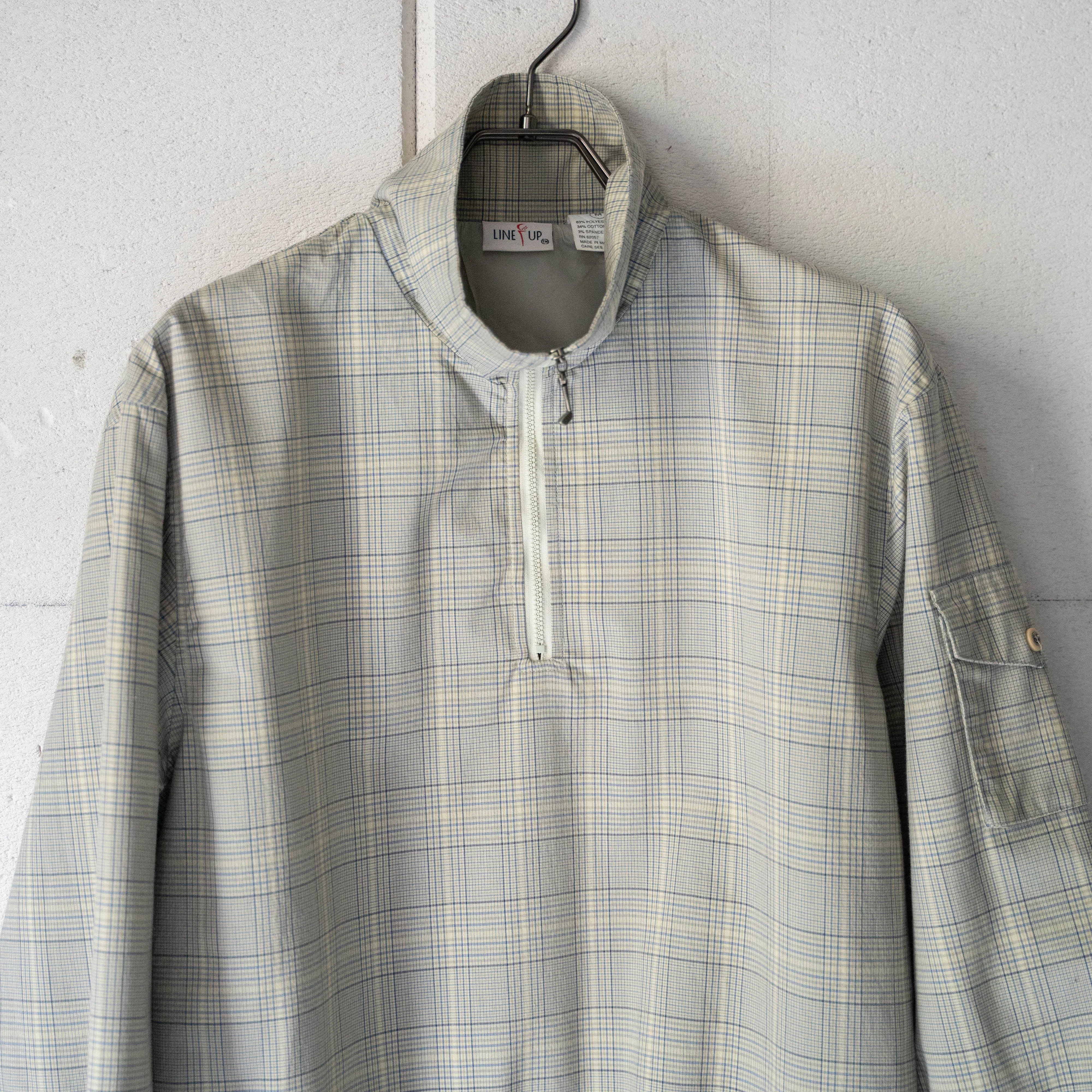 around 1990s checked half zip smock
