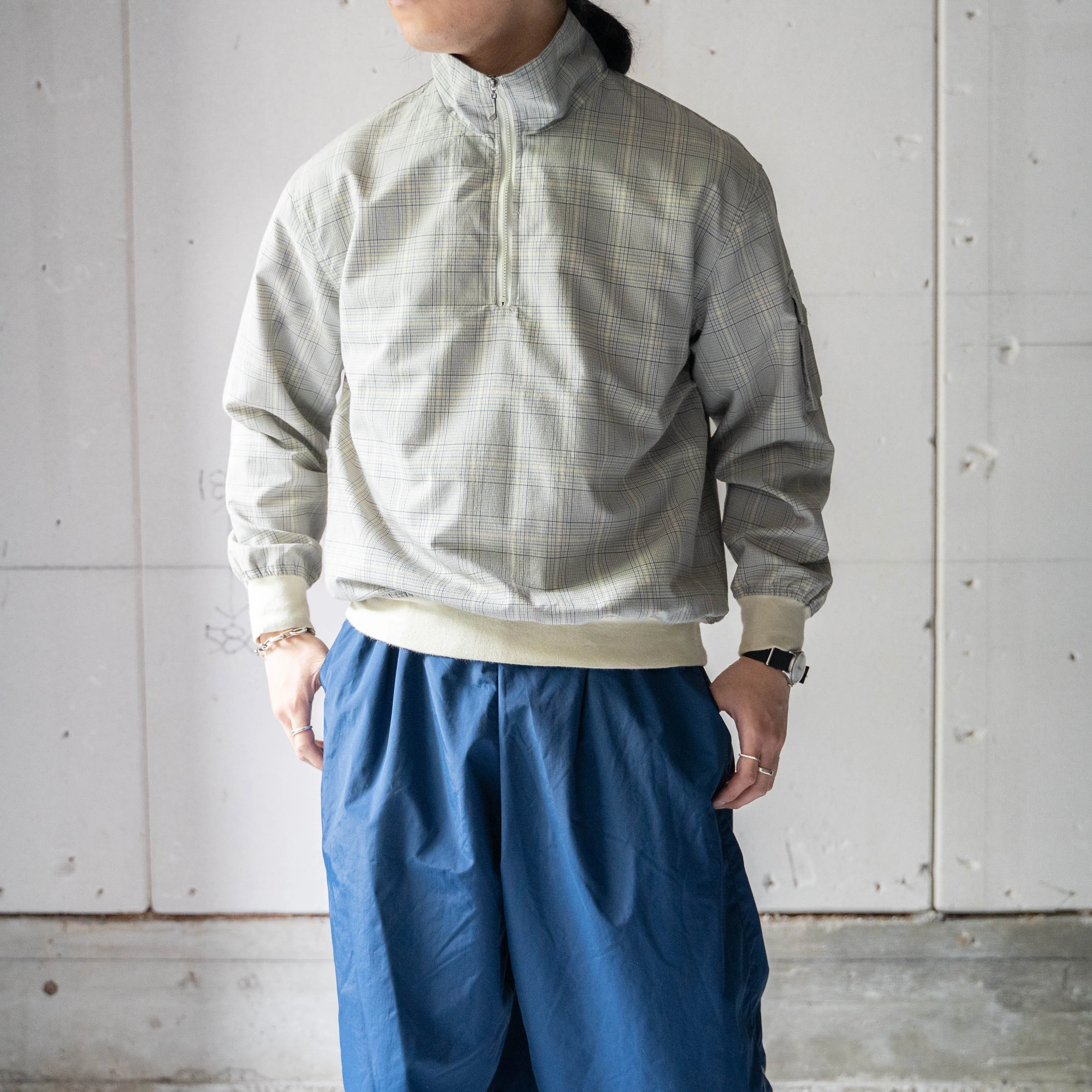around 1990s checked half zip smock
