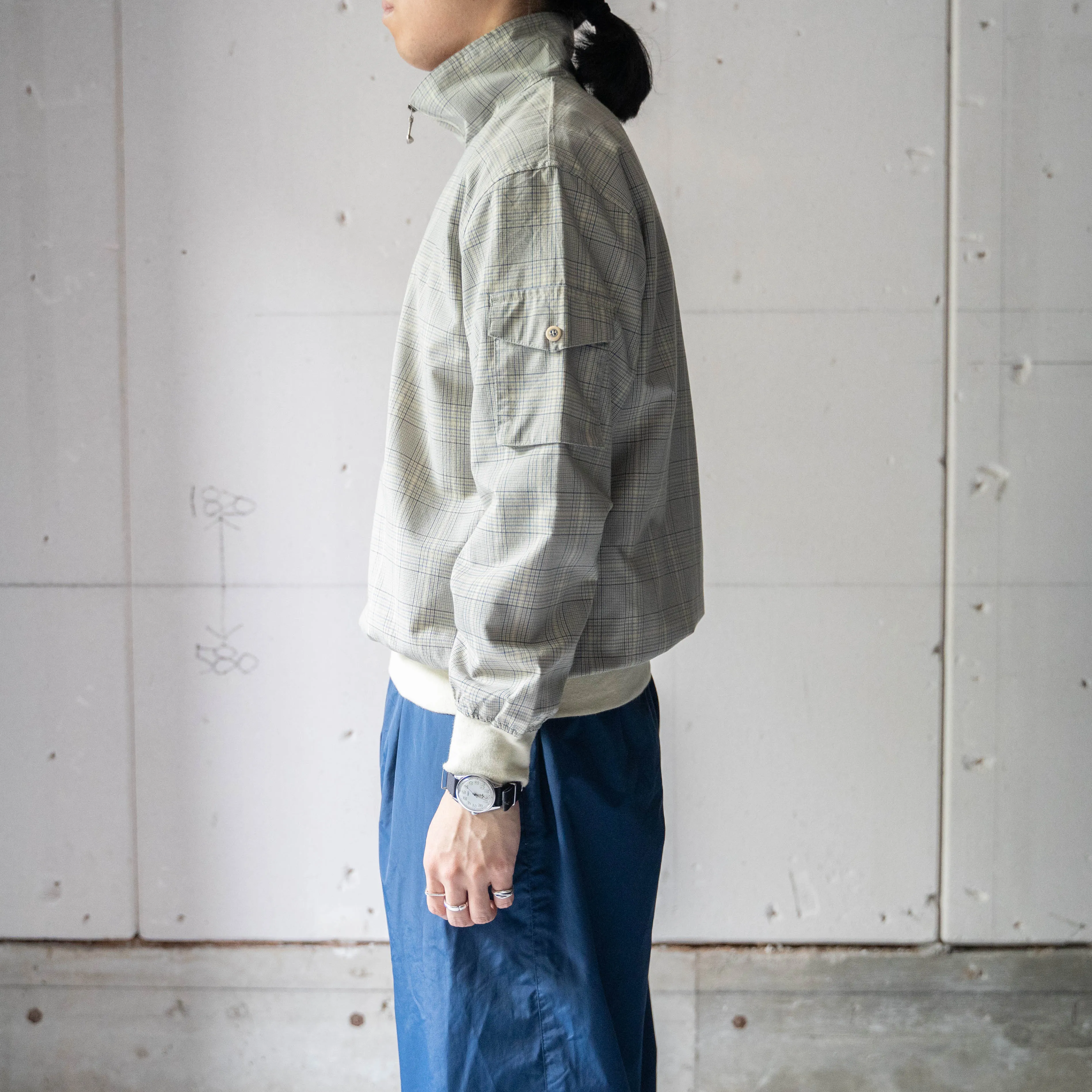 around 1990s checked half zip smock