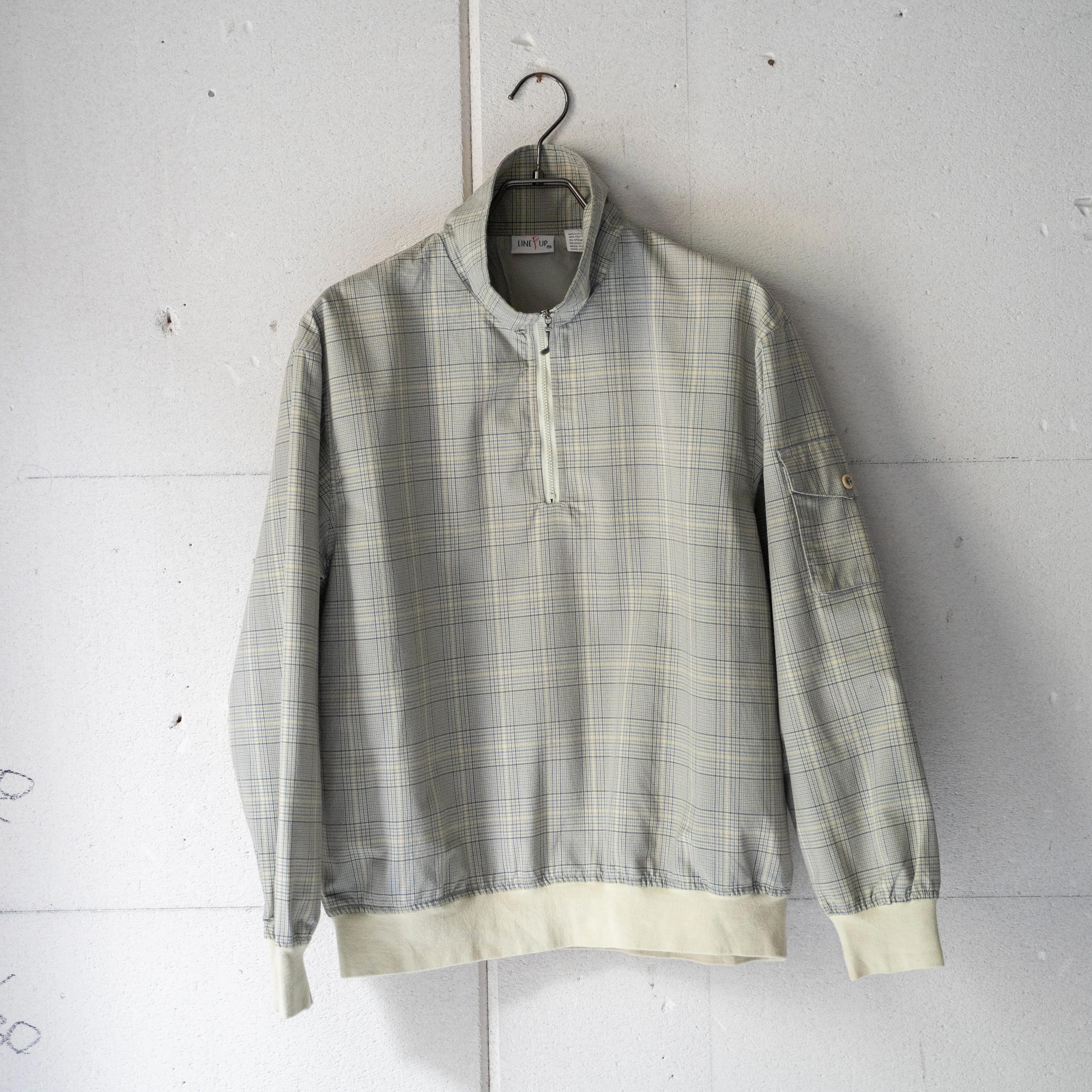 around 1990s checked half zip smock