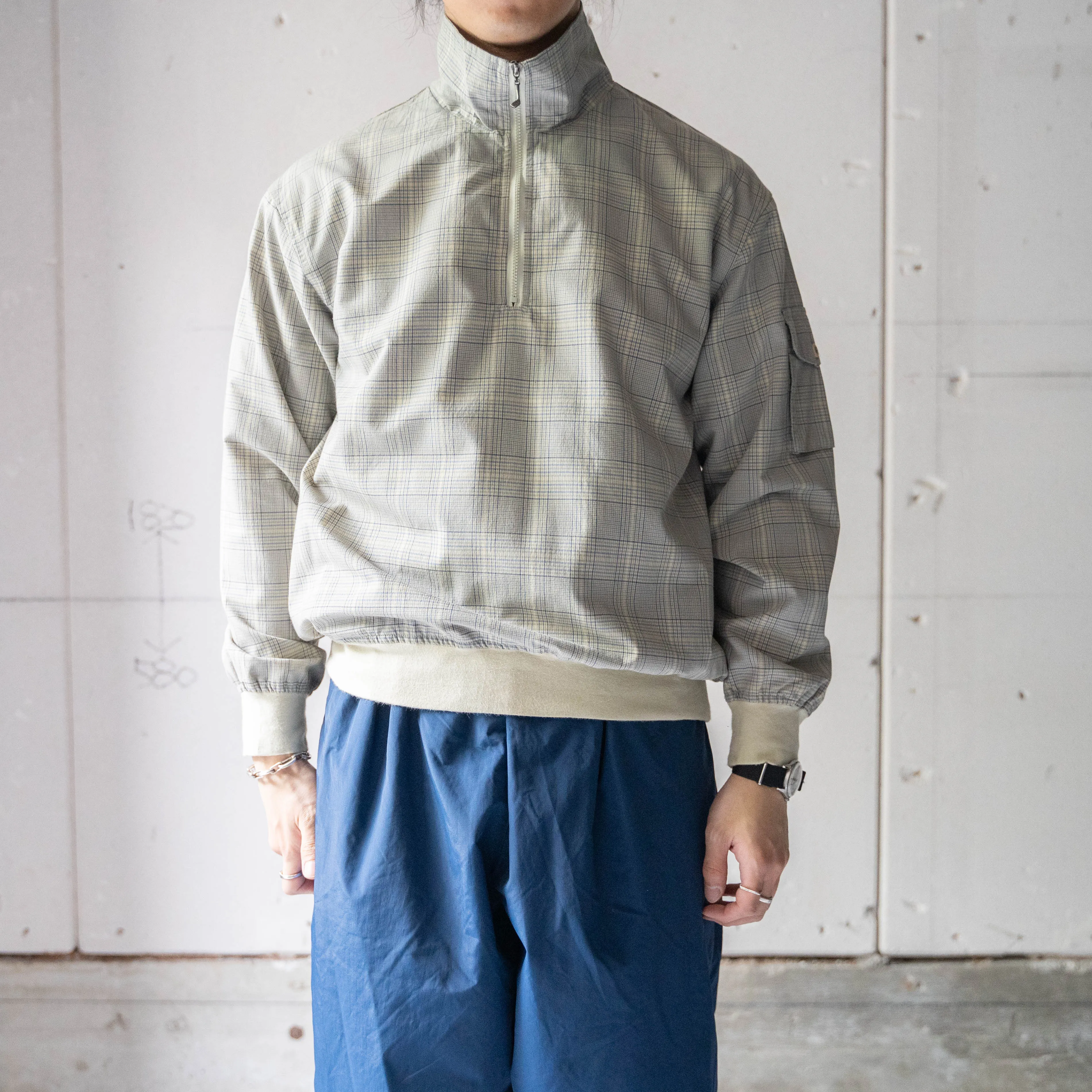 around 1990s checked half zip smock