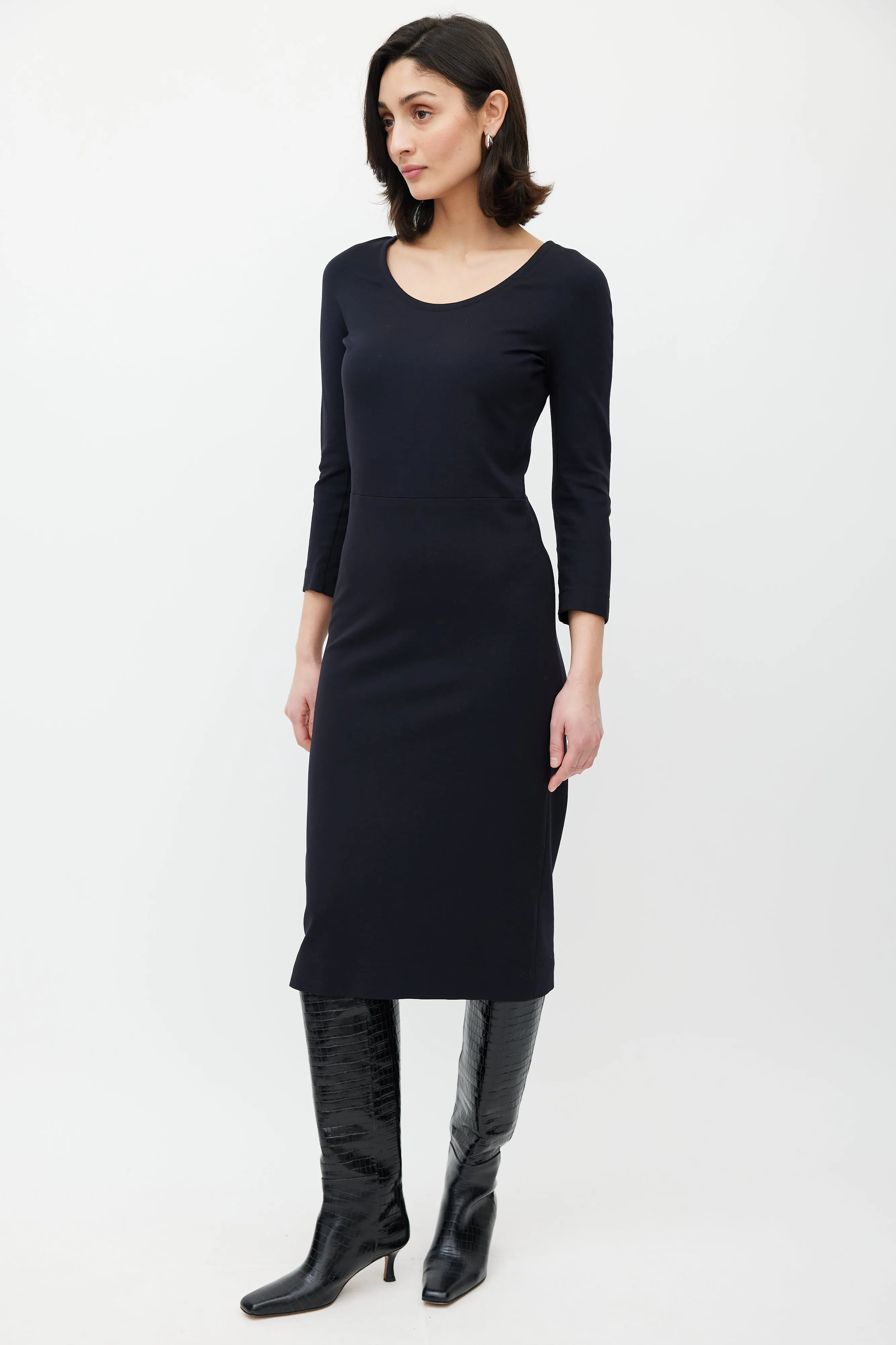 Black Three Quarter Sleeve Dress