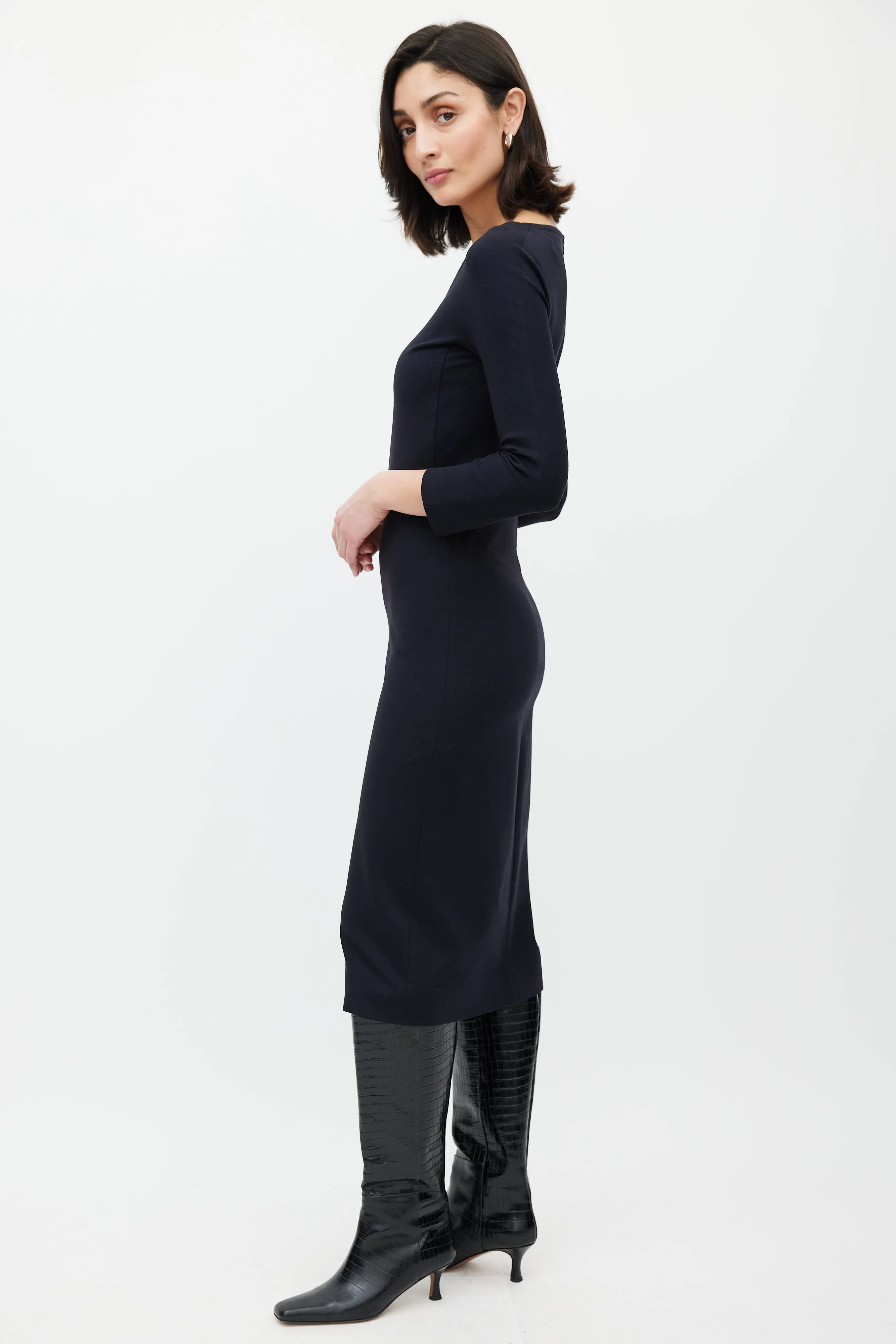 Black Three Quarter Sleeve Dress