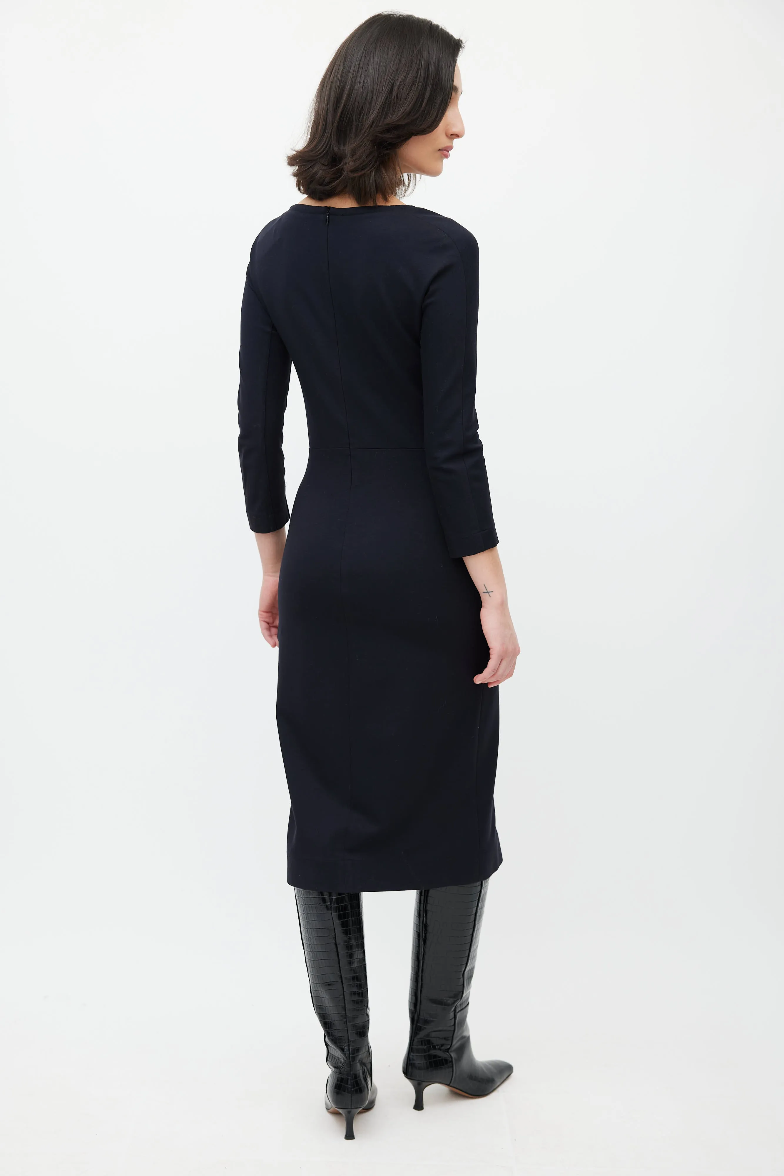 Black Three Quarter Sleeve Dress