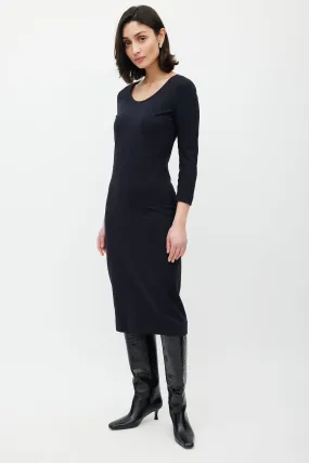 Black Three Quarter Sleeve Dress