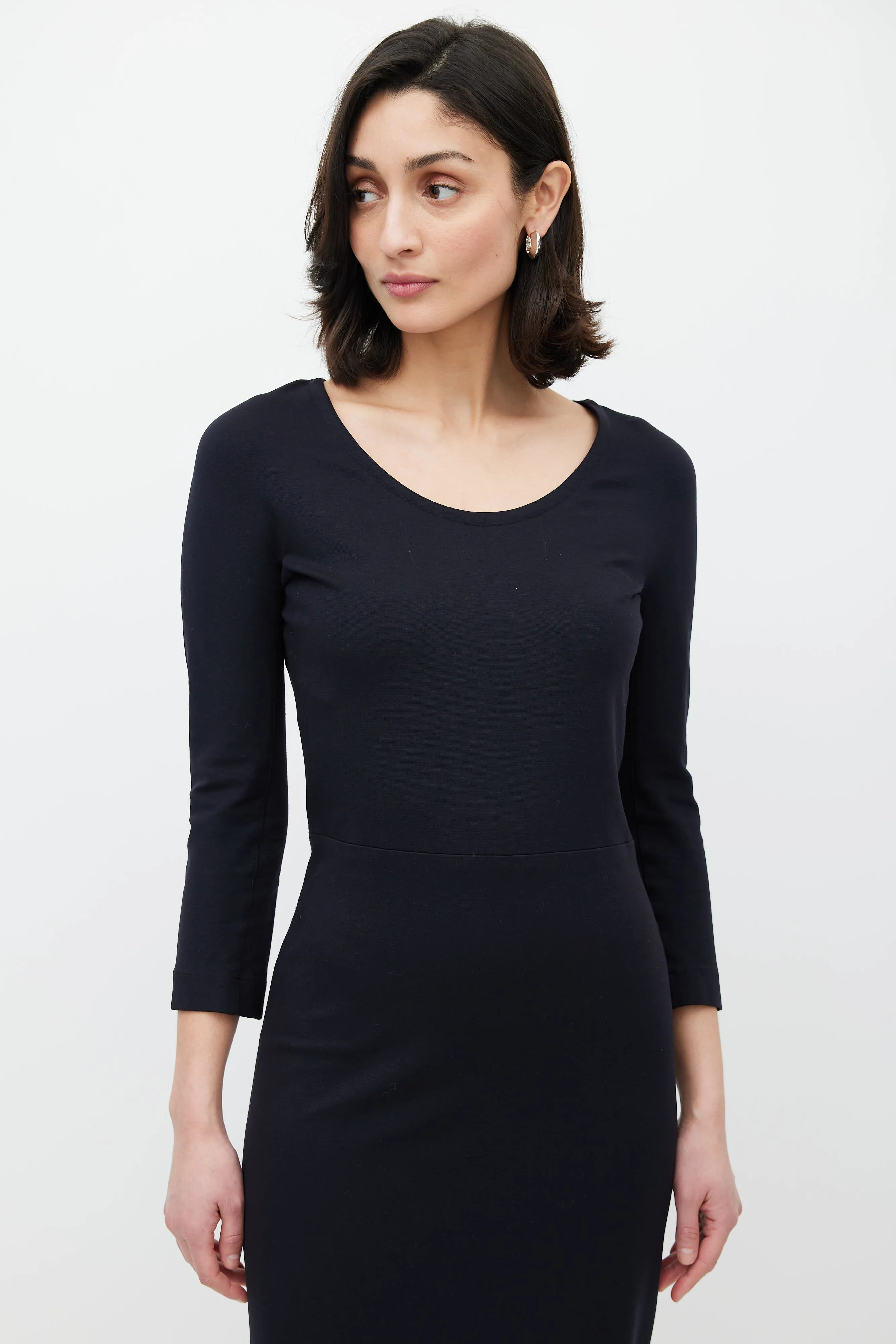Black Three Quarter Sleeve Dress