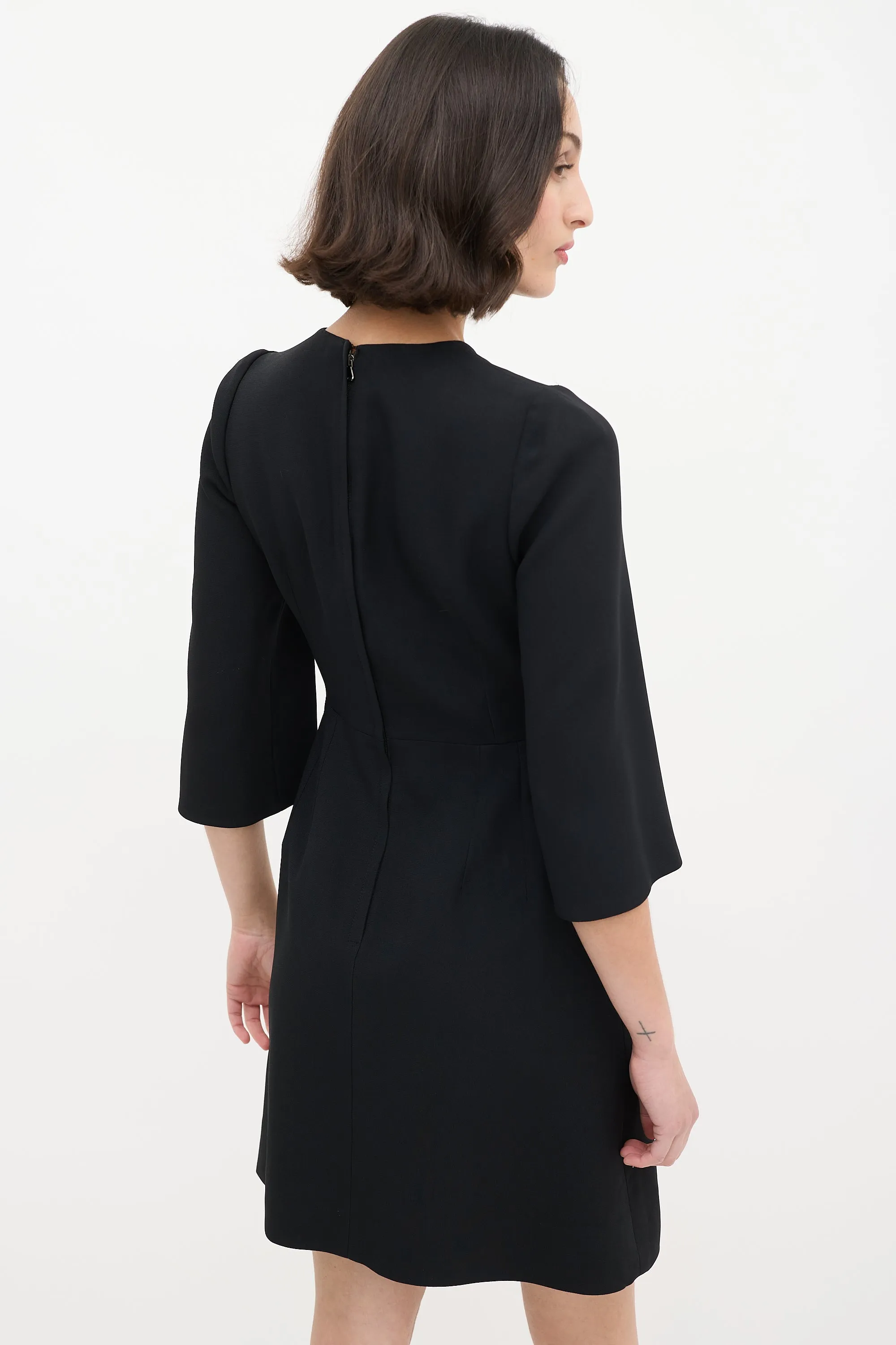 Black Three Quarter Sleeve Sheath Dress