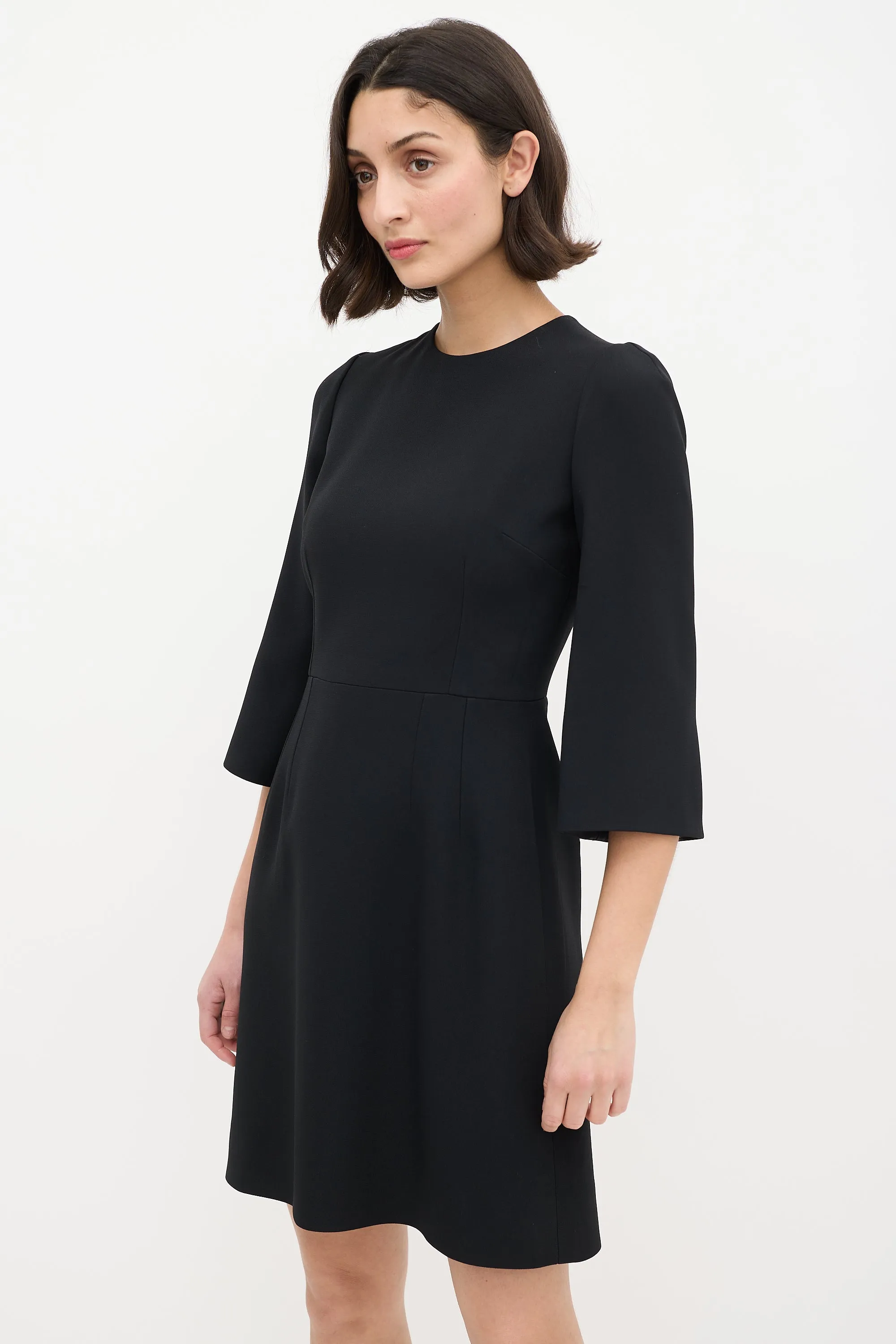 Black Three Quarter Sleeve Sheath Dress