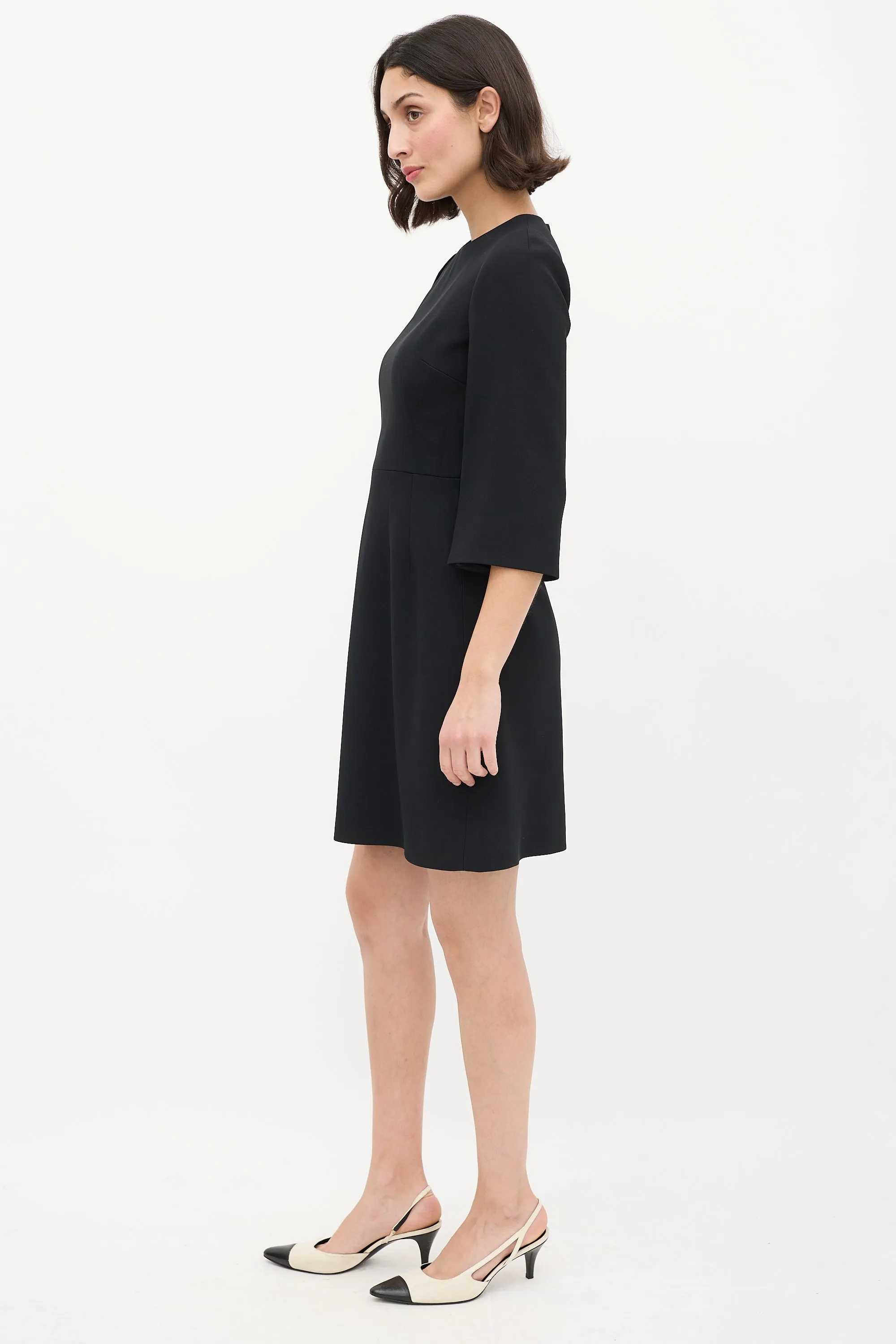 Black Three Quarter Sleeve Sheath Dress