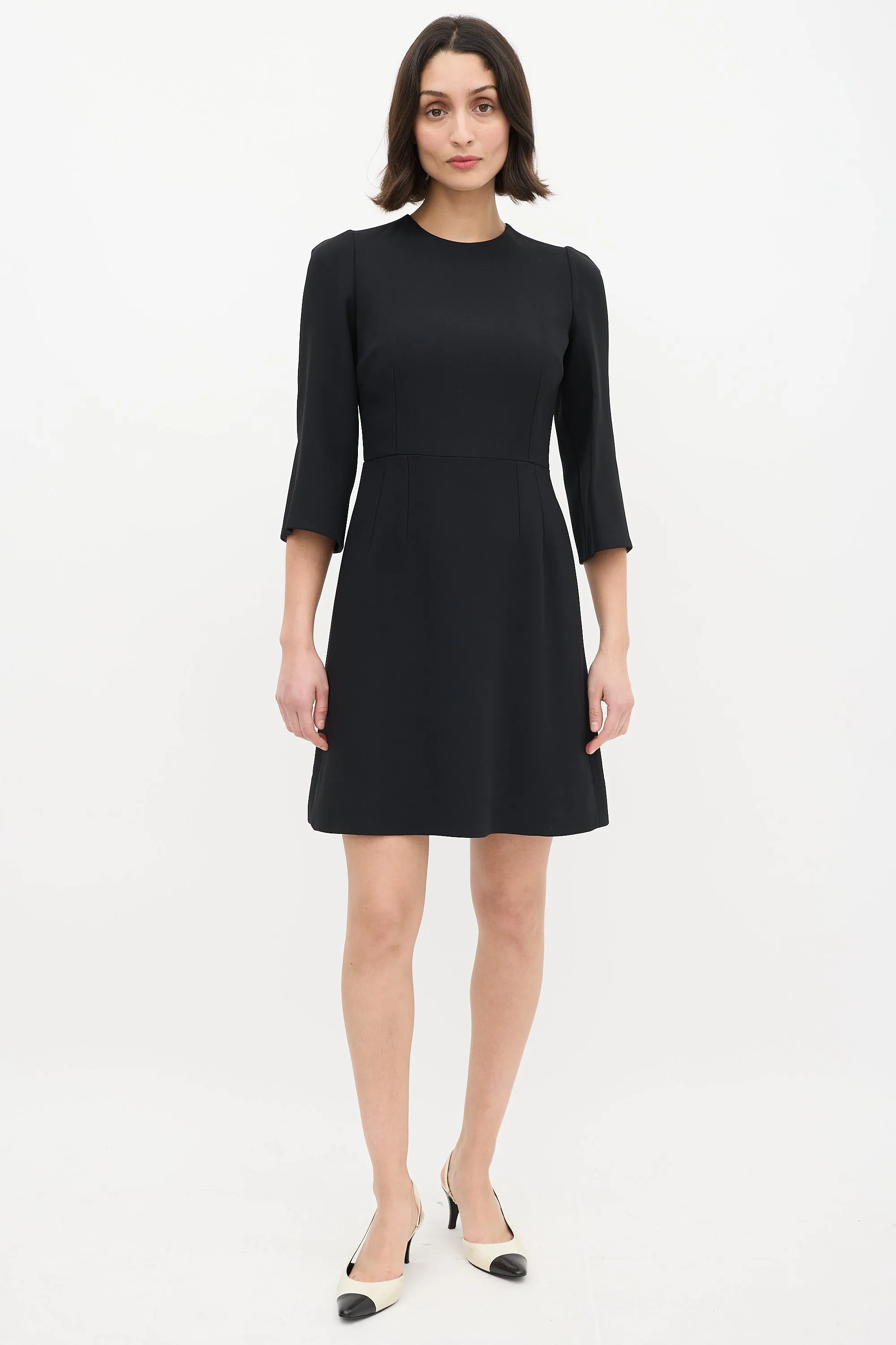 Black Three Quarter Sleeve Sheath Dress