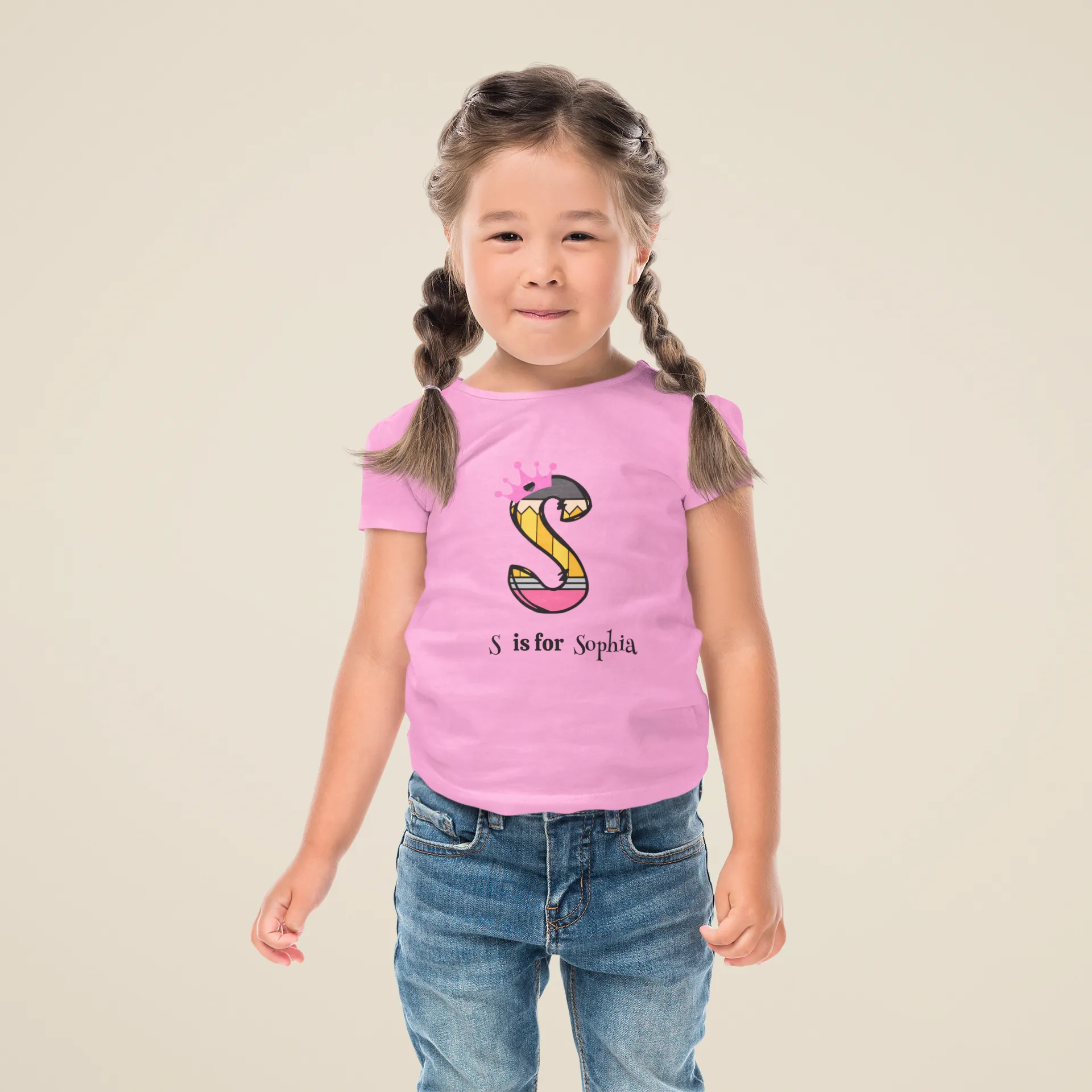 BTS| Personalized First Day of School T-Shirt - Custom Pencil Initial Design