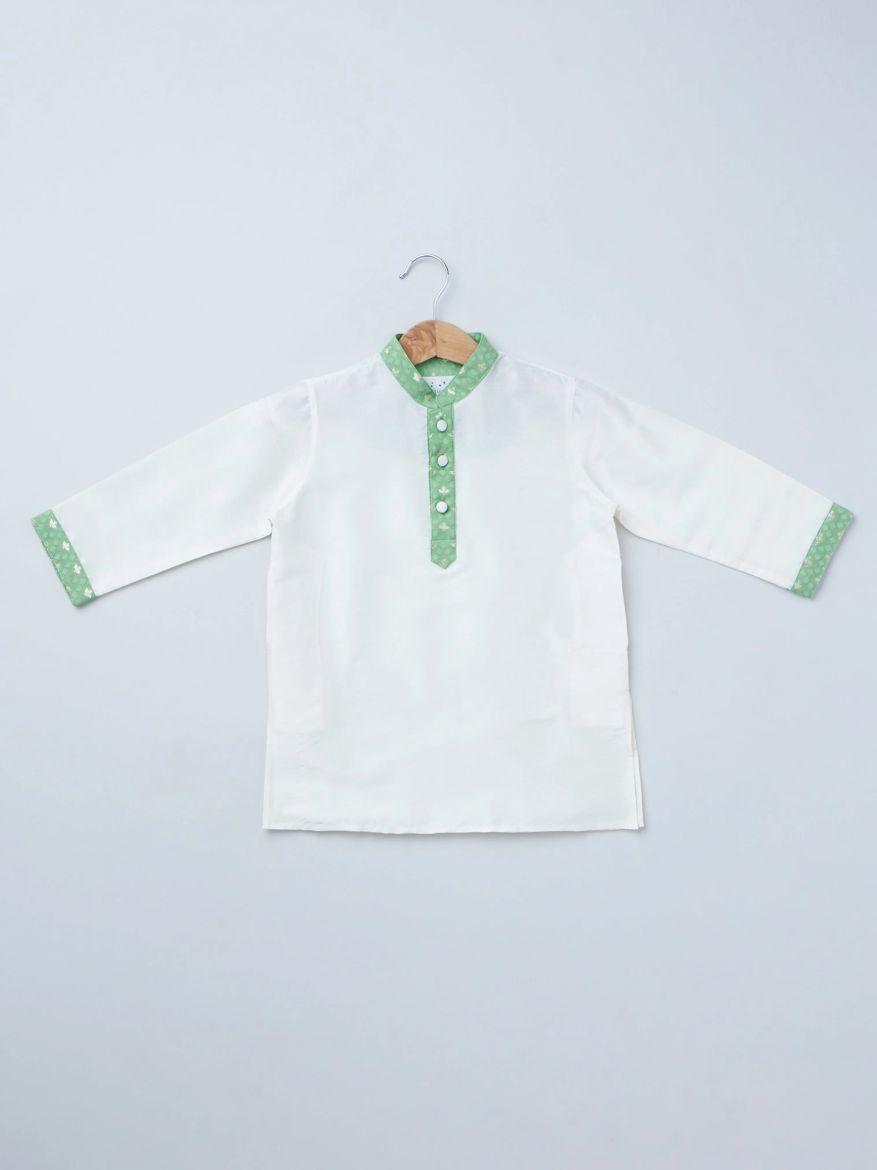 Chanderi Green Bandi & Satin Linen Kurta Set