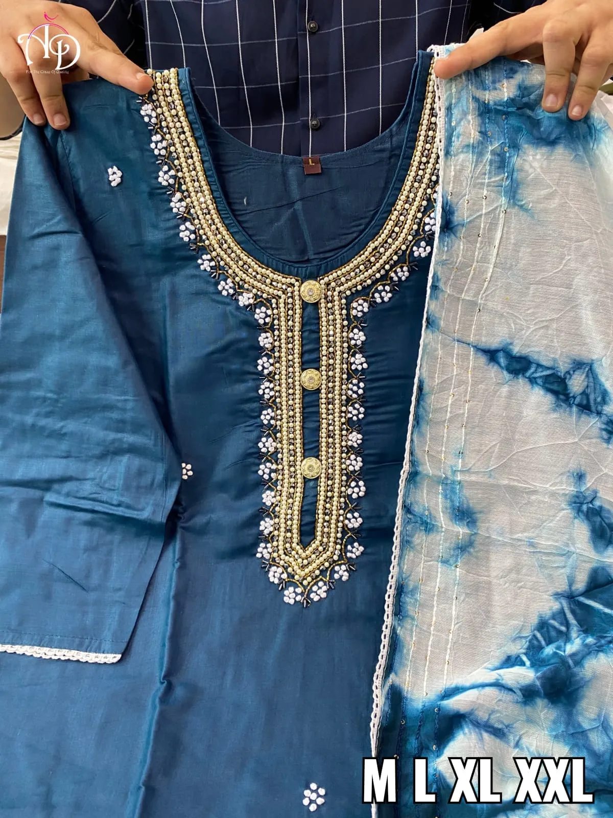 Cotton Kurti With Chanderi Silk Dyed Dupatta & Pant Set