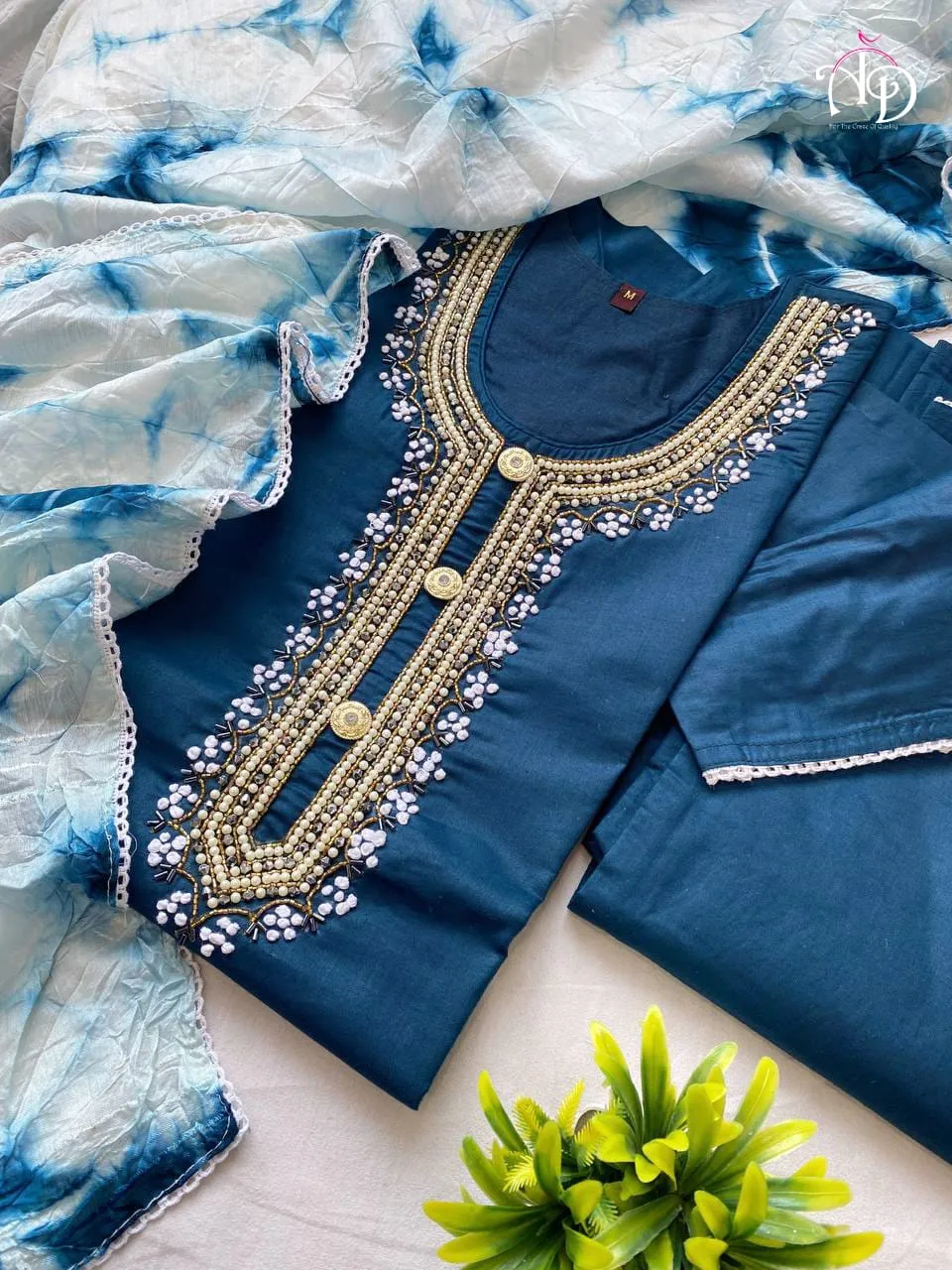 Cotton Kurti With Chanderi Silk Dyed Dupatta & Pant Set