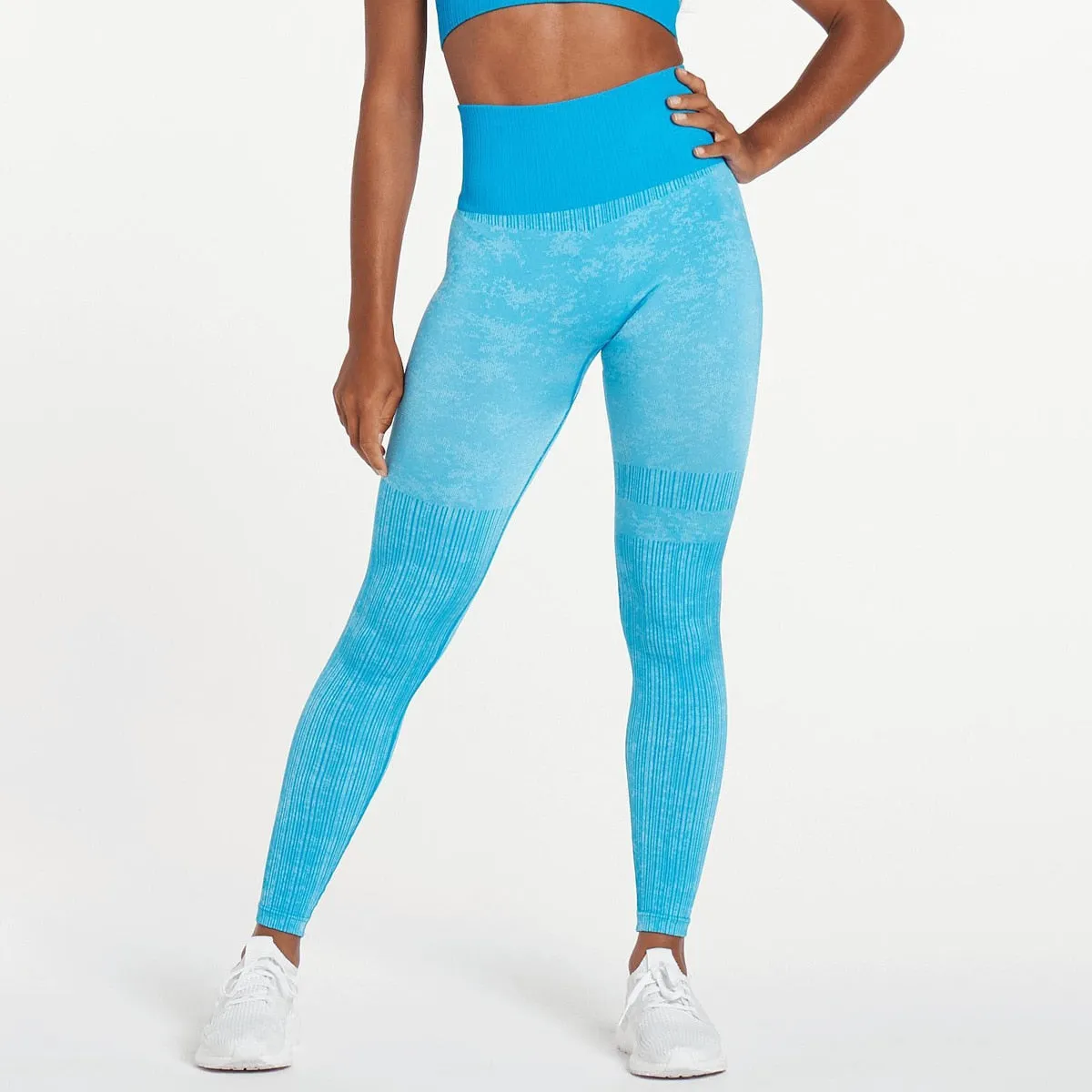 Explosive Three Piece Sports Suit Seamless Quick Dry Bra Long Sleeves Coat Breathable Track Pants Striped Print Gym Set