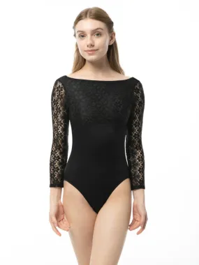 Girls Penny Lane 3/4 Sleeve Black Leotard
