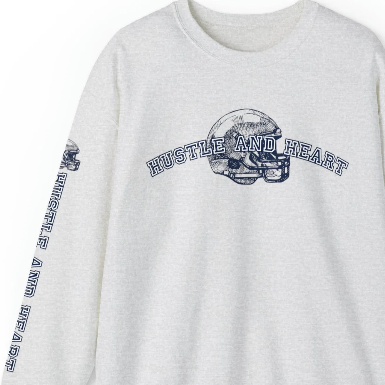Hustle and Heart Football Men's Sweatshirt: Athletic Sleeve Design
