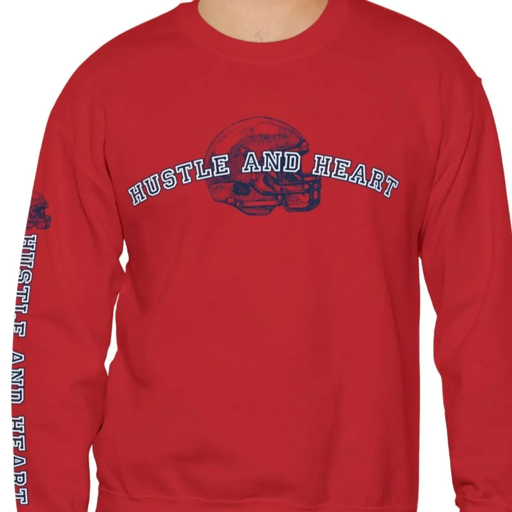 Hustle and Heart Football Men's Sweatshirt: Athletic Sleeve Design