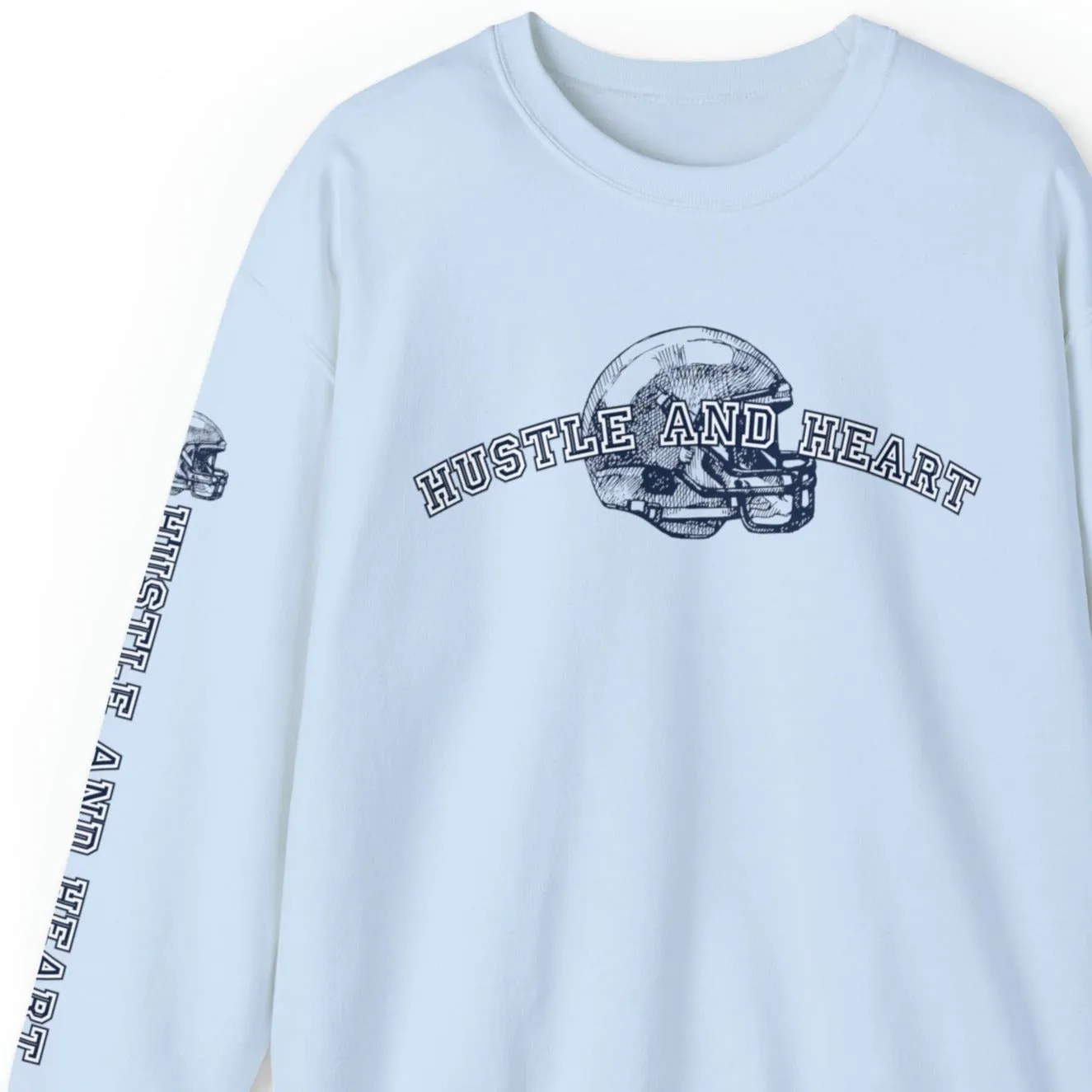 Hustle and Heart Football Men's Sweatshirt: Athletic Sleeve Design