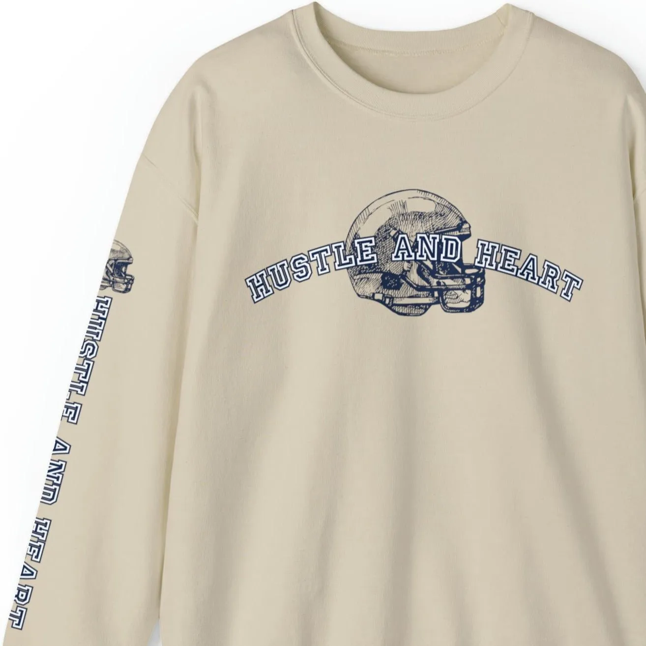Hustle and Heart Football Men's Sweatshirt: Athletic Sleeve Design