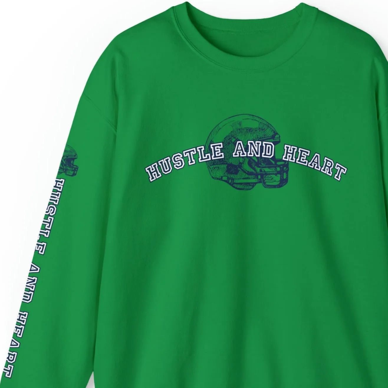Hustle and Heart Football Men's Sweatshirt: Athletic Sleeve Design