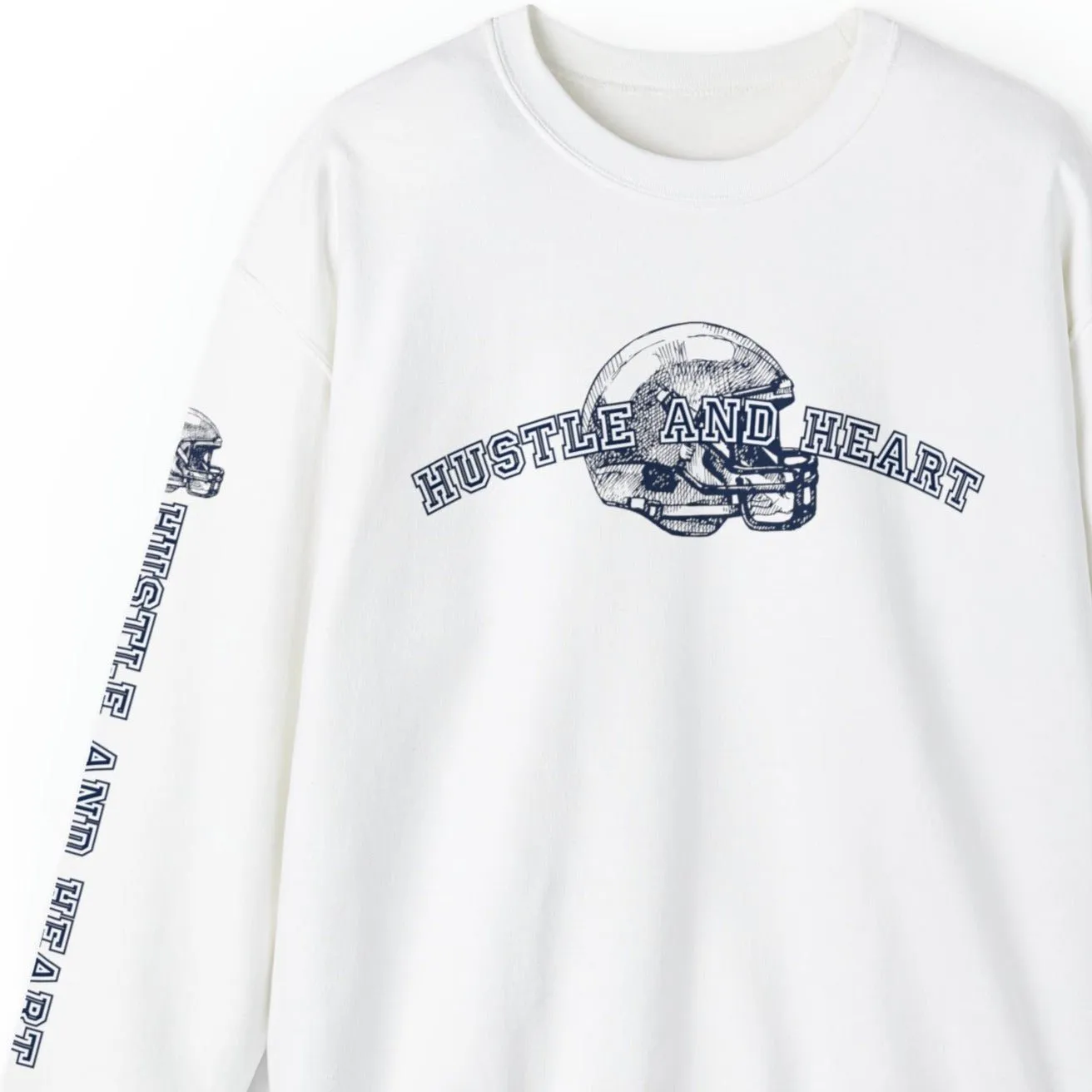 Hustle and Heart Football Men's Sweatshirt: Athletic Sleeve Design