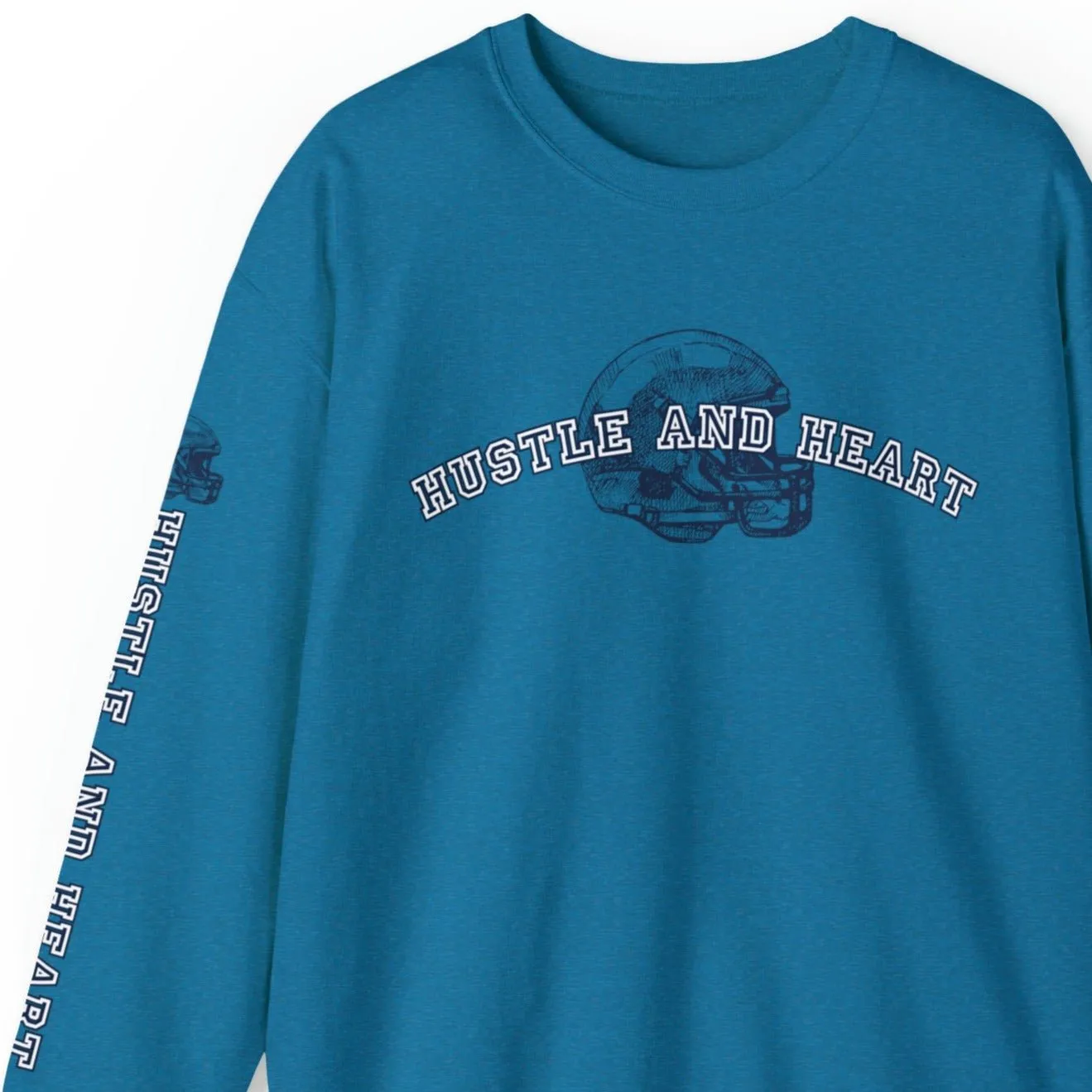 Hustle and Heart Football Men's Sweatshirt: Athletic Sleeve Design