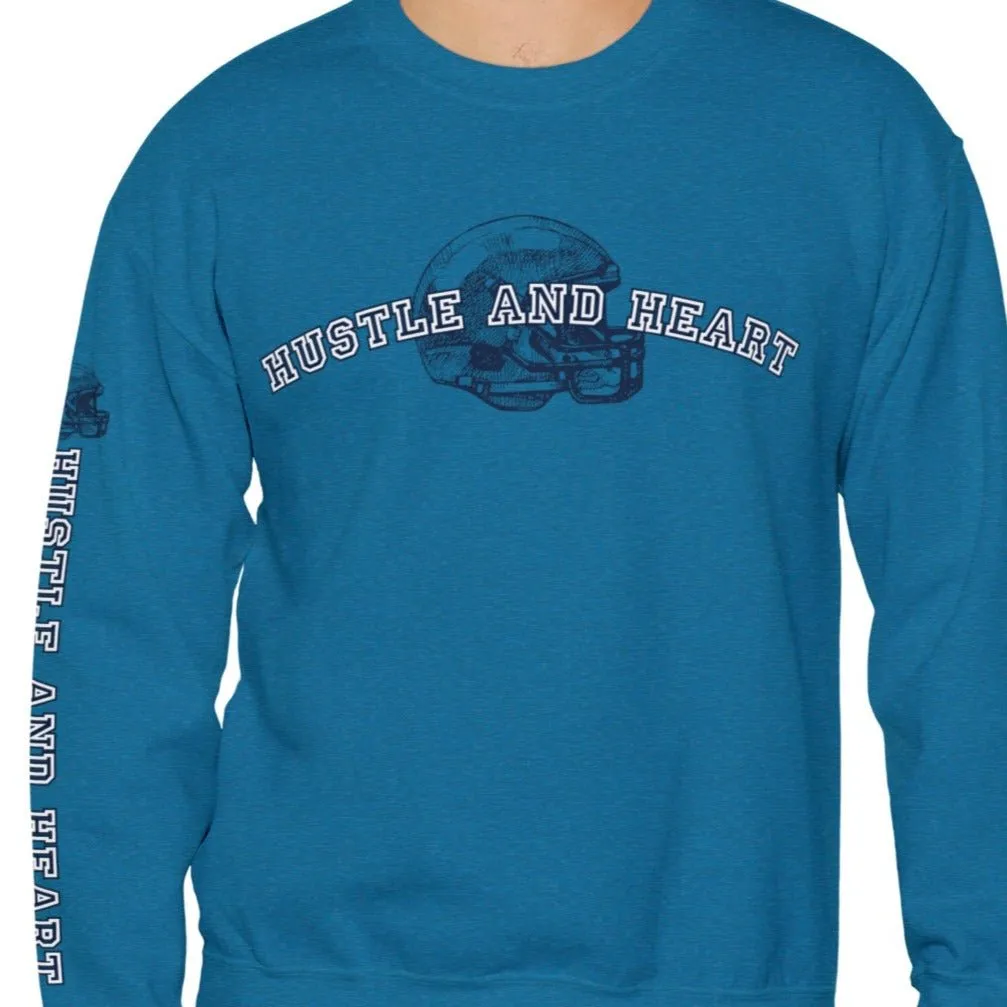 Hustle and Heart Football Men's Sweatshirt: Athletic Sleeve Design