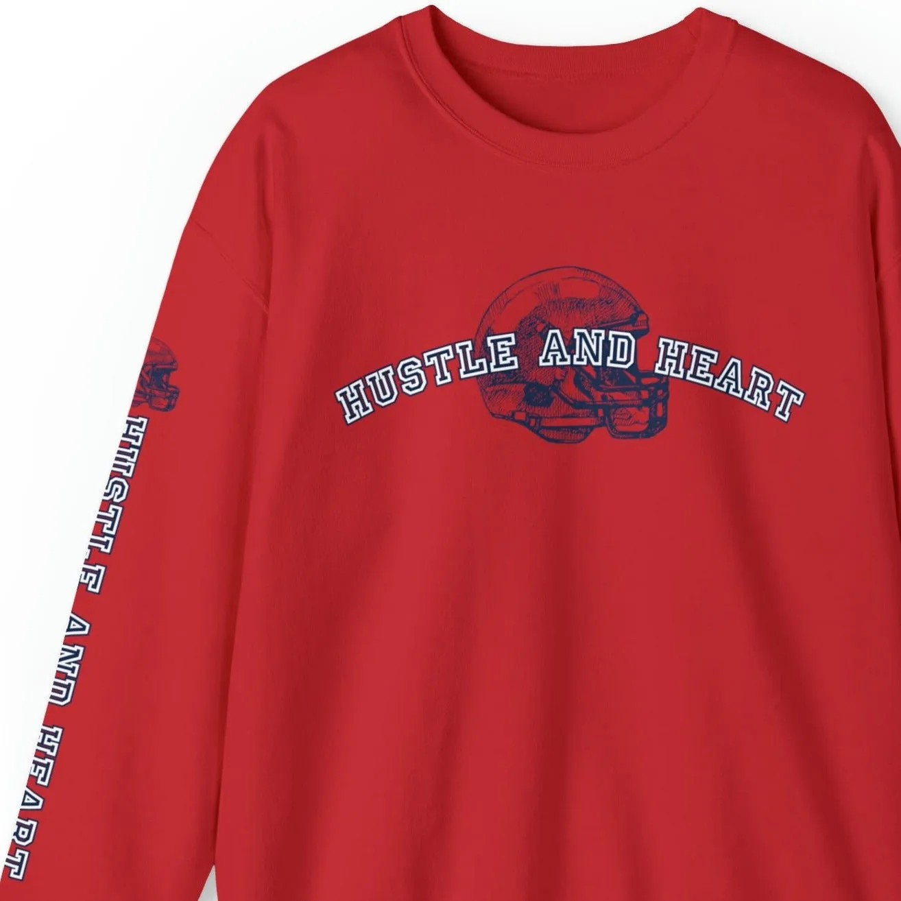 Hustle and Heart Football Men's Sweatshirt: Athletic Sleeve Design