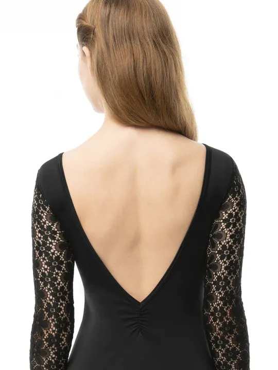 Ladies Penny Lane 3/4 Sleeve Black Leotard