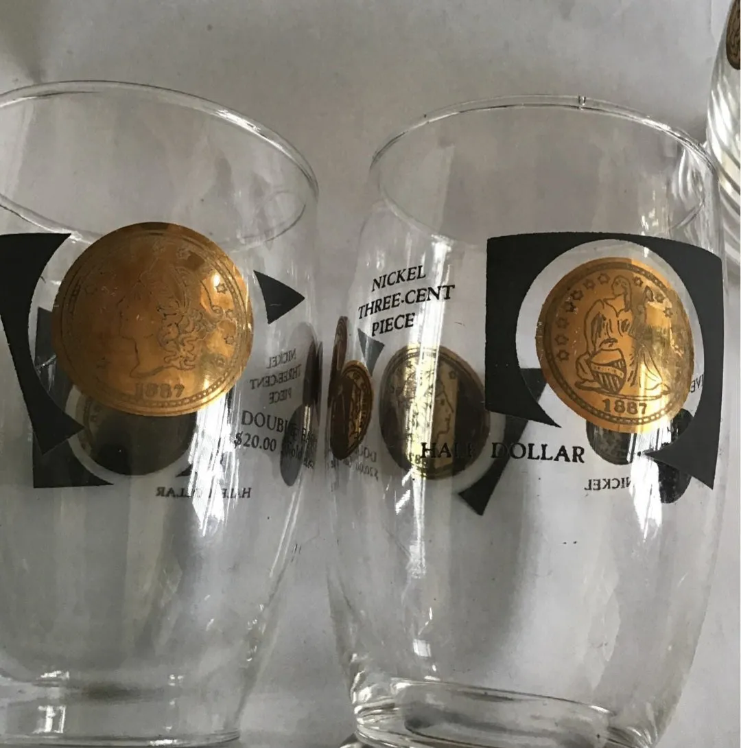 Midcentury Cocktail Glasses W 1/2 dollar