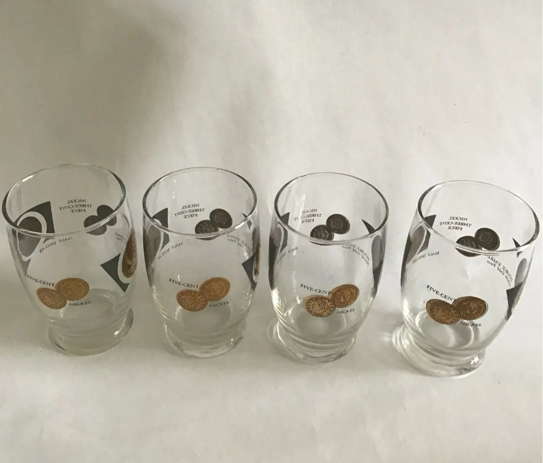 Midcentury Cocktail Glasses W 1/2 dollar