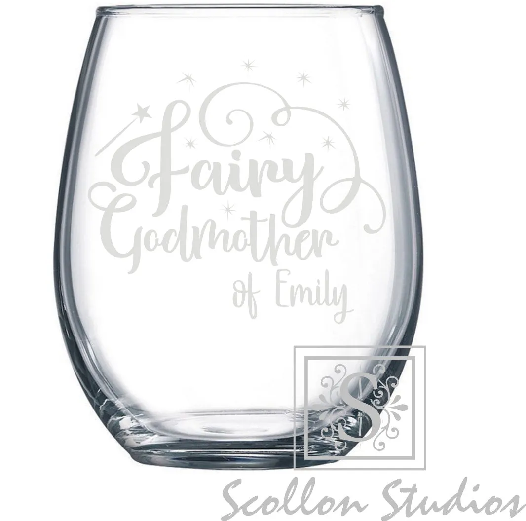Personalized Fairy Godmother Gift | Wine Glass