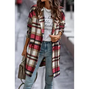 Plaid Print Long Suit Coat