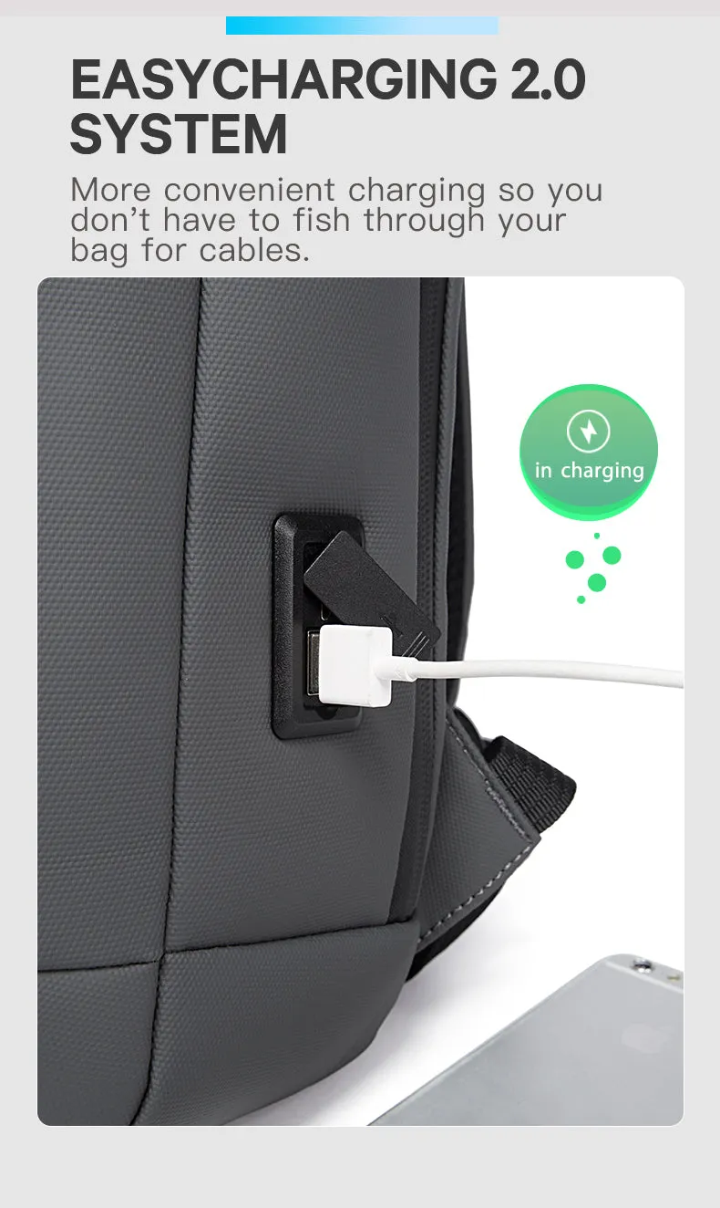 School Smart Anti Theft Waterproof Laptop 15.6 Backpack with USB Charging Port