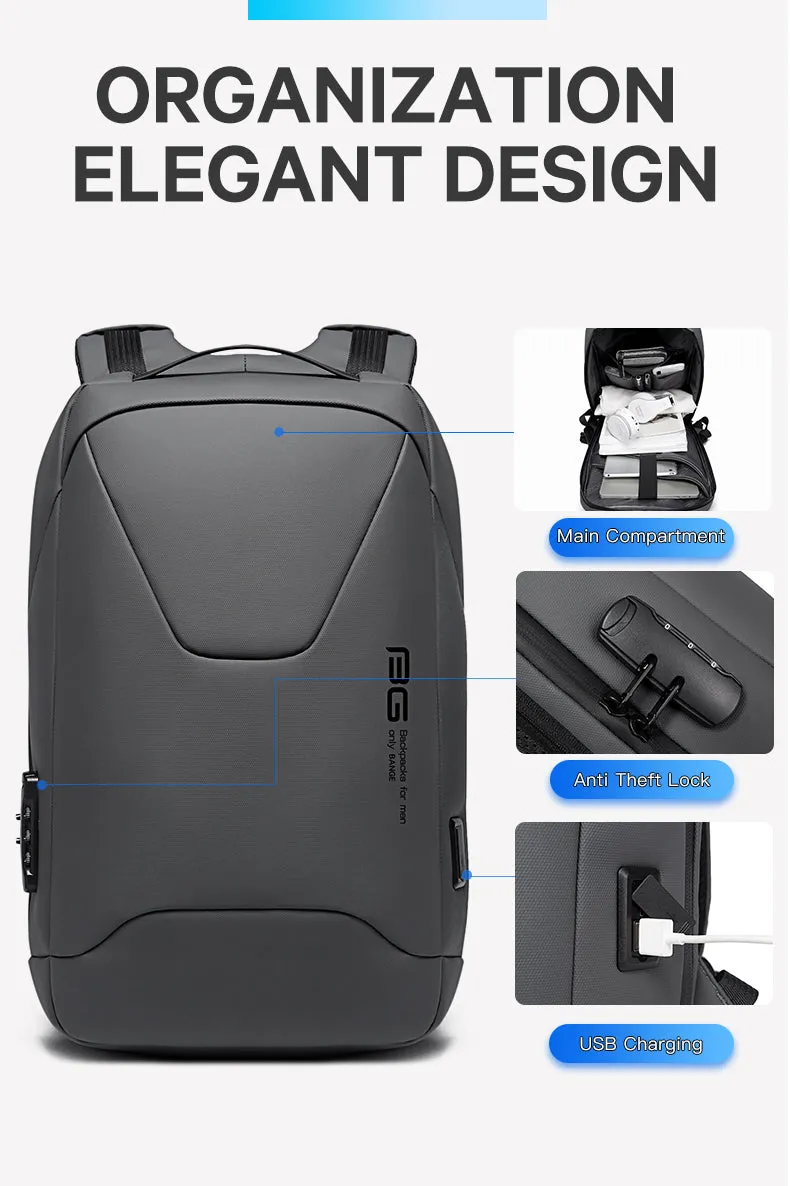 School Smart Anti Theft Waterproof Laptop 15.6 Backpack with USB Charging Port