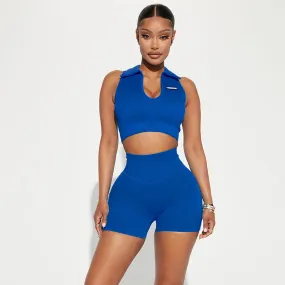 Sexy U Neck Sleeveless Vest Yoga Shorts Suit Sports Fitness Two Piece Set