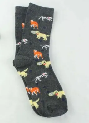 SF259 Gray Dogs Playing Tennis Socks