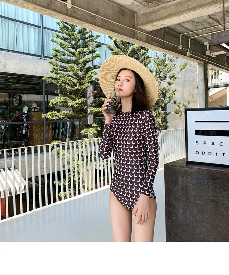 South Korea Sexy One Piece Swimsuit Women's Covering Belly Thin Conservative Quick-Dry Surfing Snorkeling Open Back Diving Suit