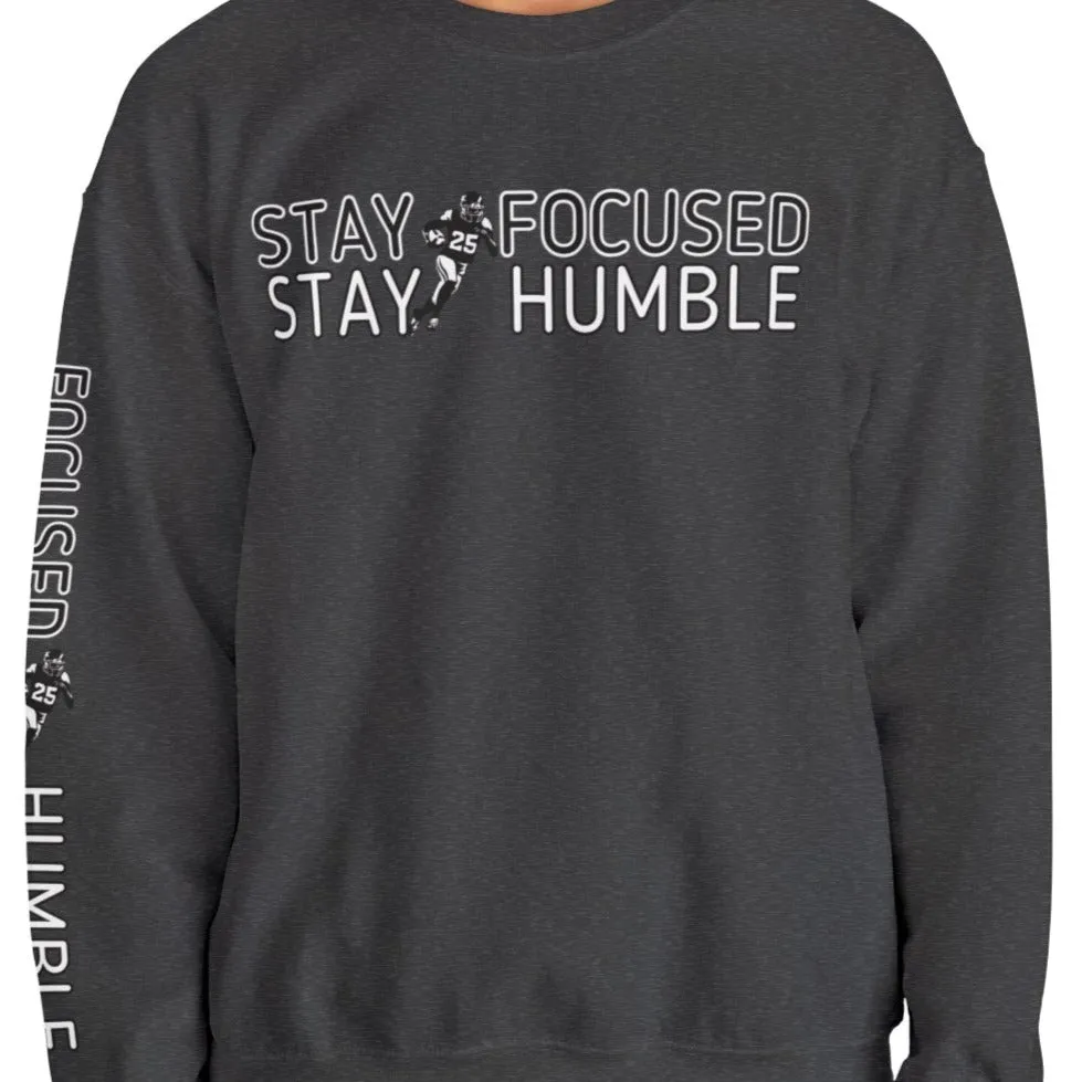 Stay Humble Stay Focused Football Men's Sweatshirt: Player & Sleeve Detail