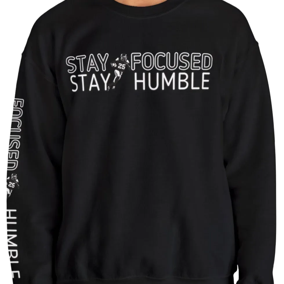 Stay Humble Stay Focused Football Men's Sweatshirt: Player & Sleeve Detail