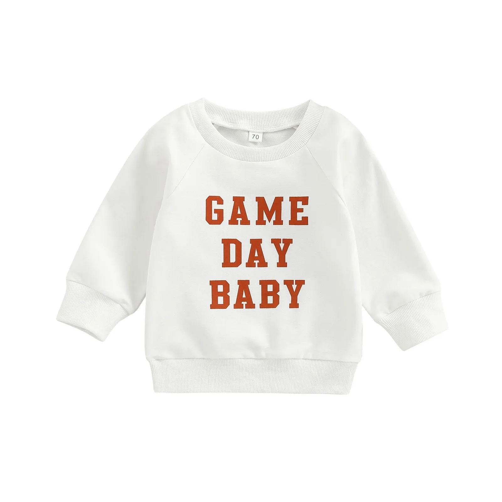 White Long Sleeved Sweatshirt - "Game Day Baby"